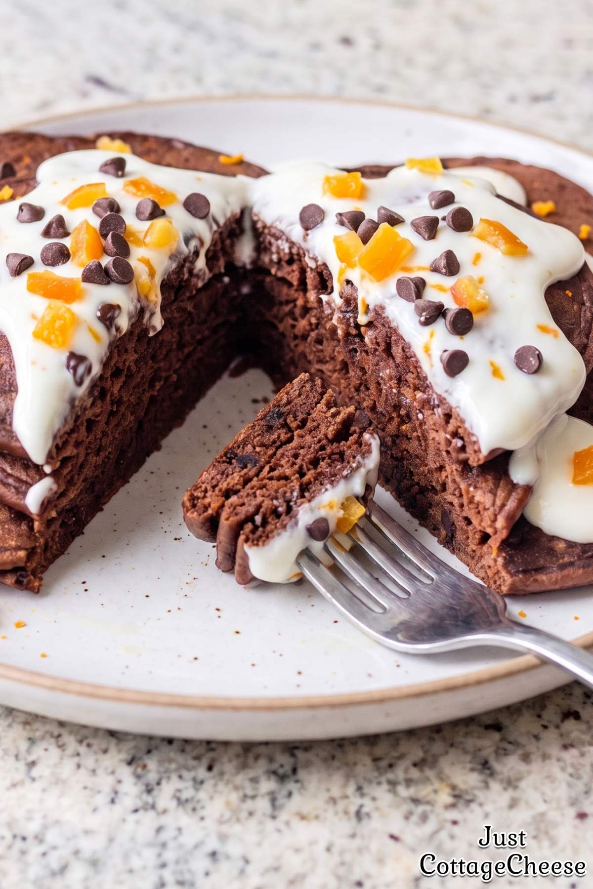 Fresh chocolate orange protein pancakes