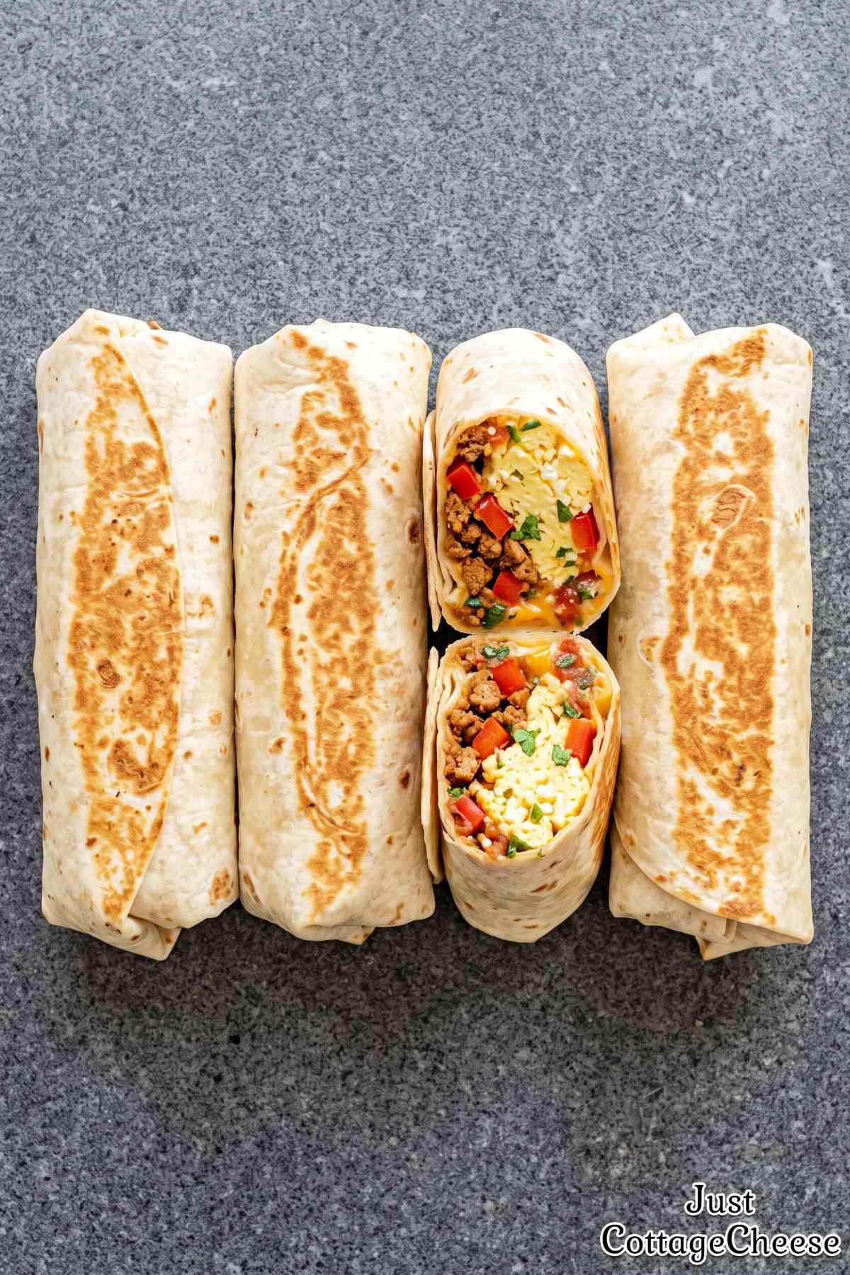 Hearty chorizo cottage cheese breakfast burrito