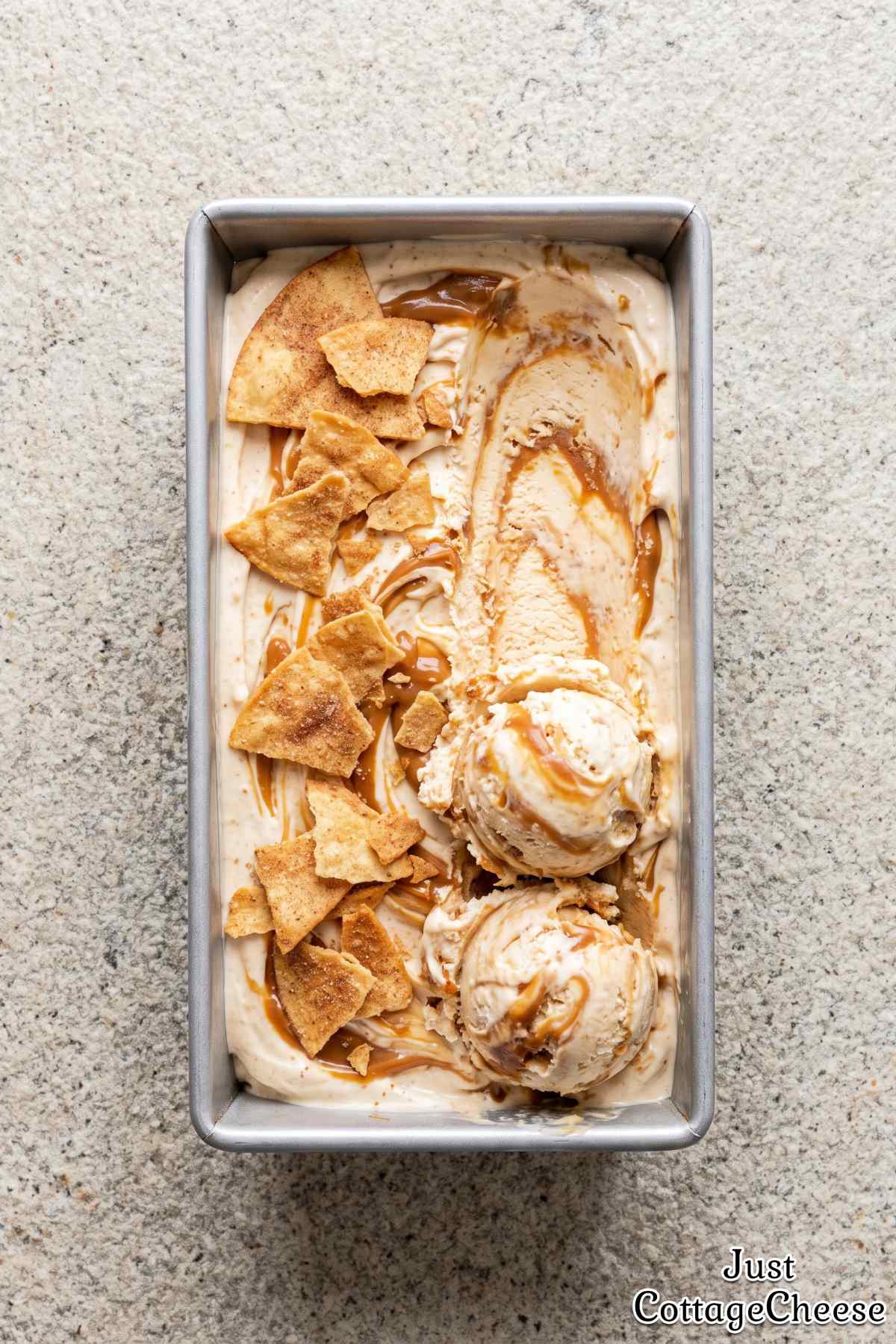 Blended cinnamon churro protein ice cream
