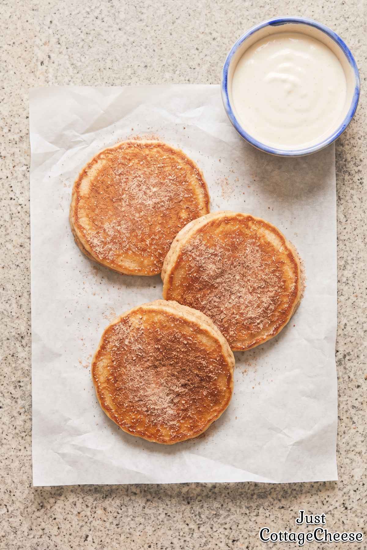 Sweet protein churro pancake stack