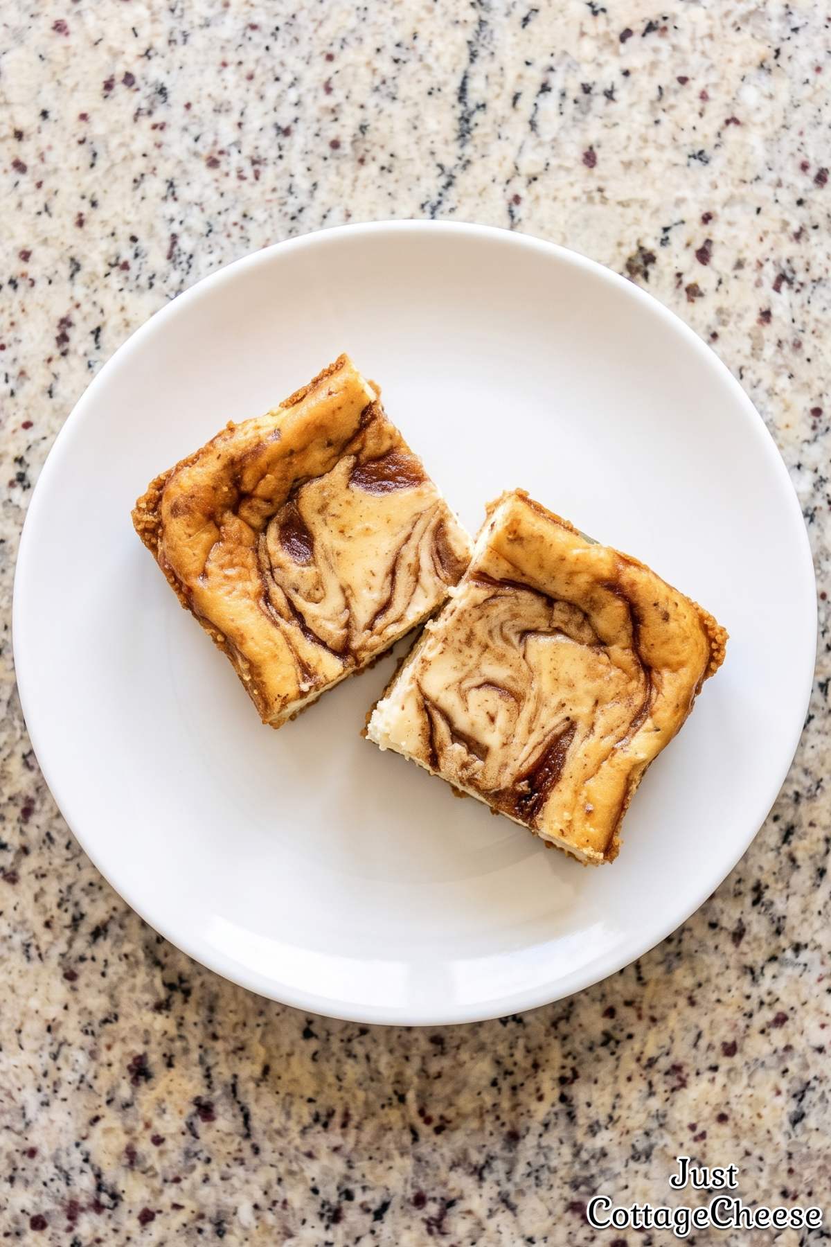 Sliced cottage cheese cheesecake bars
