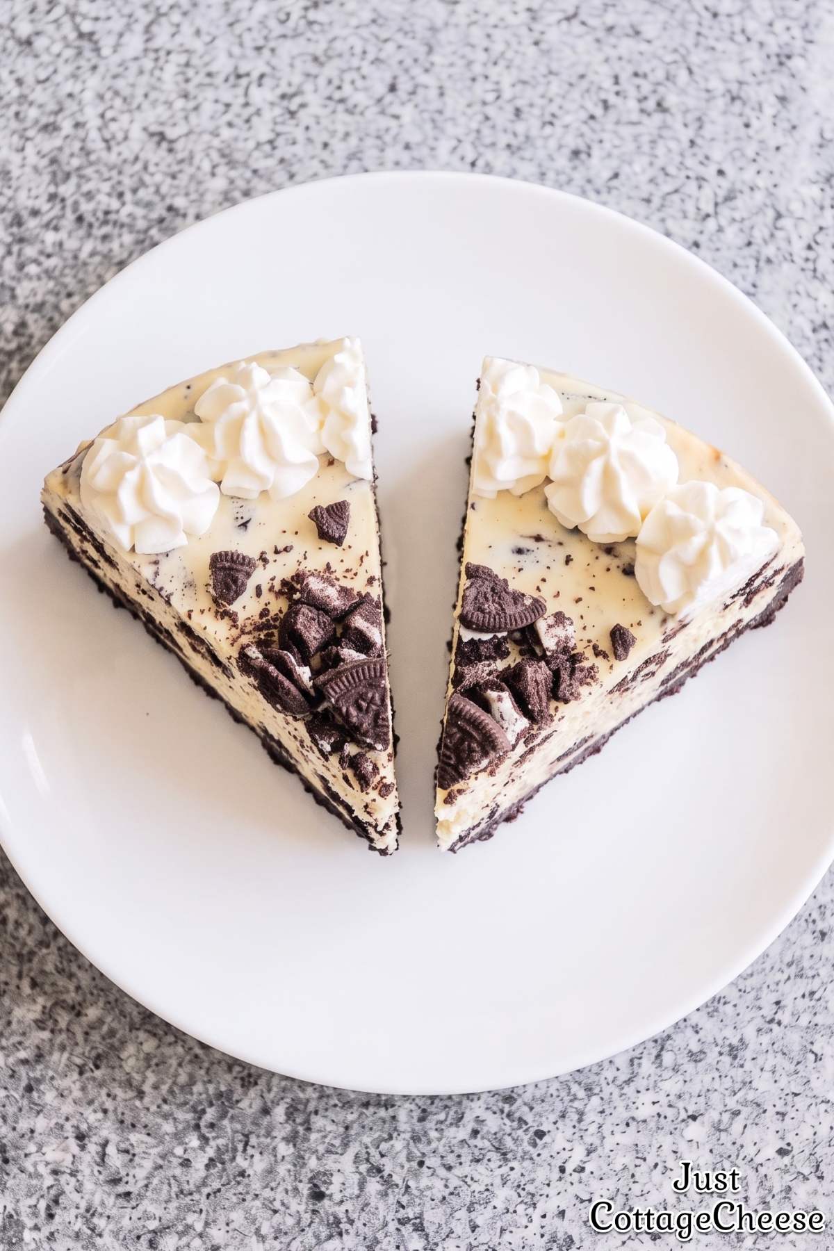 Creamy cookies and cream cottage cheese cake