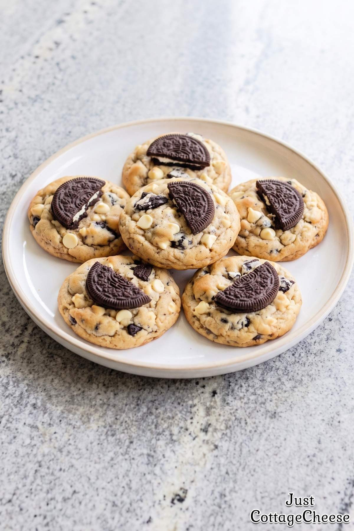 Thick cookies and cream protein cookies