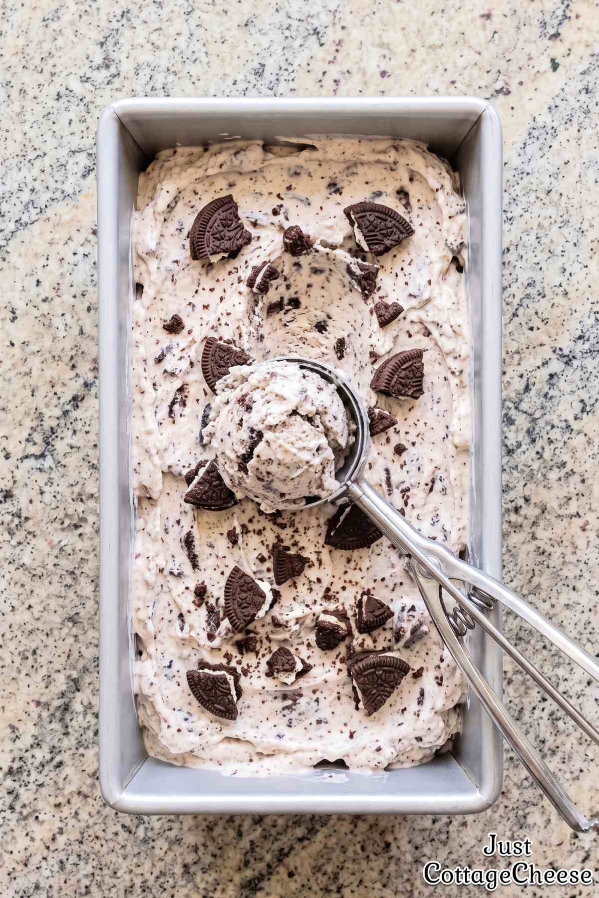 Cool cookies and cream cottage cheese ice cream