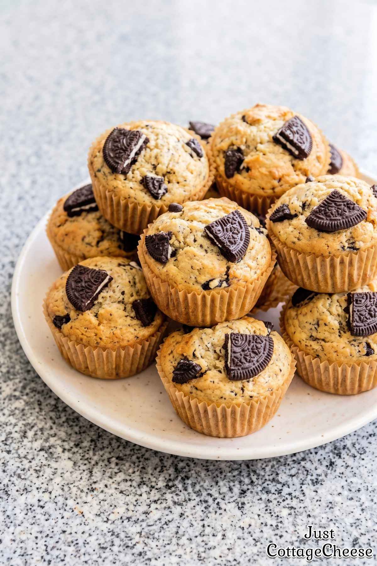 Homemade cookies and cream protein muffin