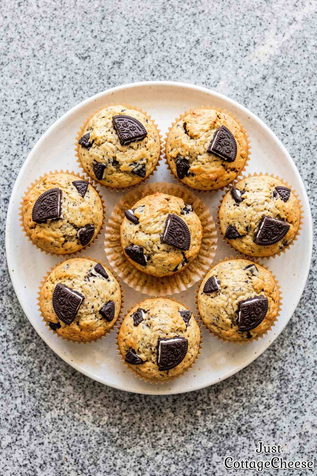 Soft cottage cheese cookies and cream muffin