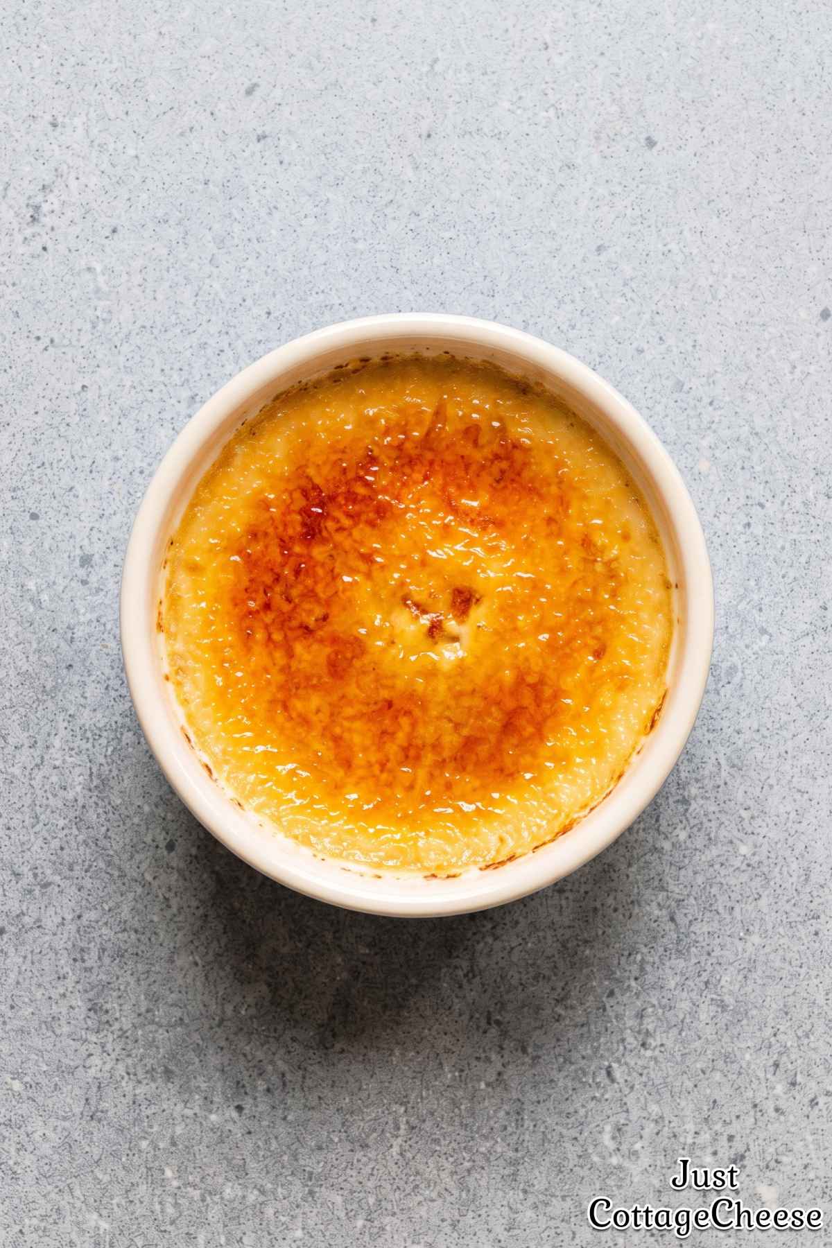 Golden topped protein creme brulee