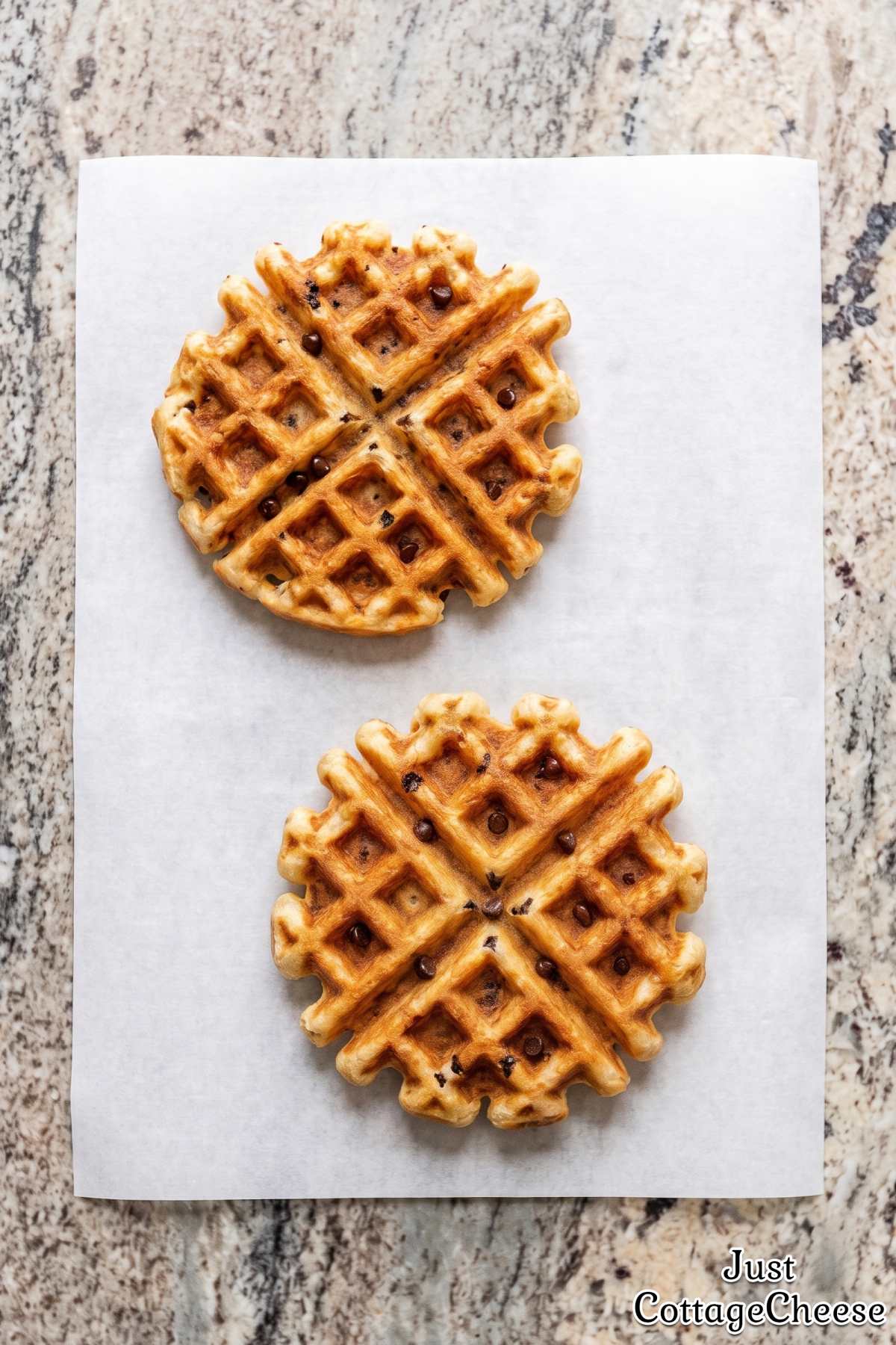 Homemade crispy protein waffles with vanilla