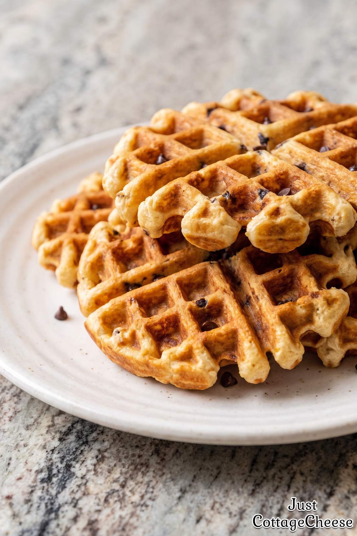 Golden cottage cheese vanilla protein waffles