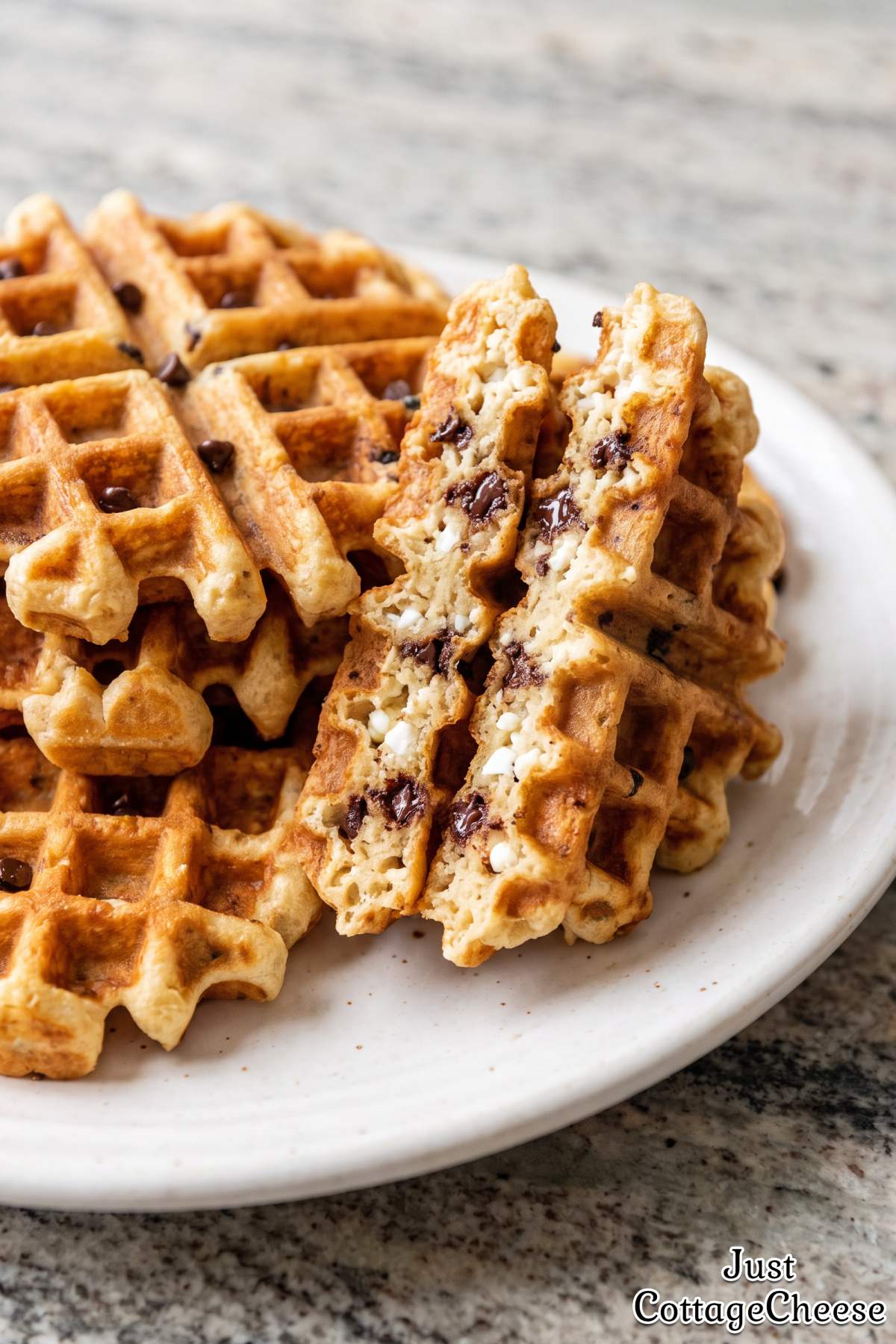 Fluffy and crispy vanilla protein waffles