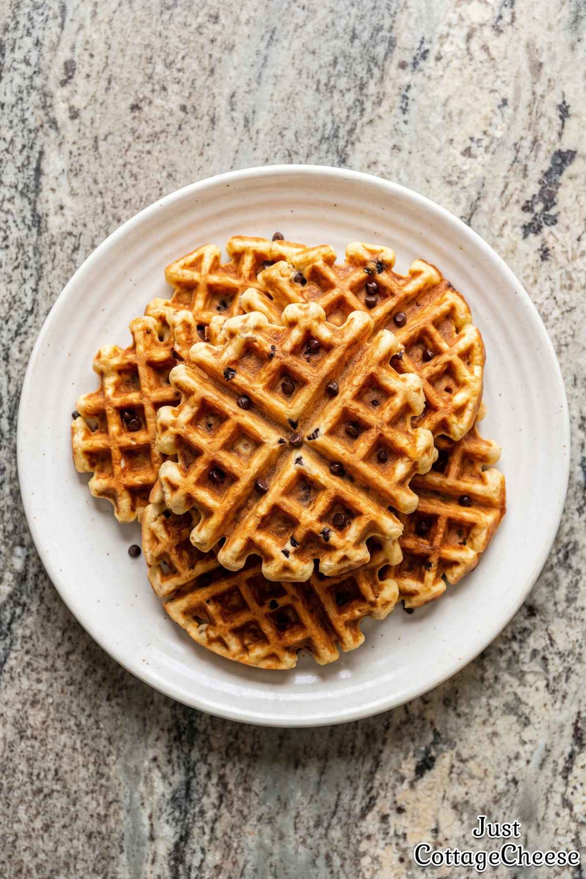 Freshly cooked high protein vanilla waffles