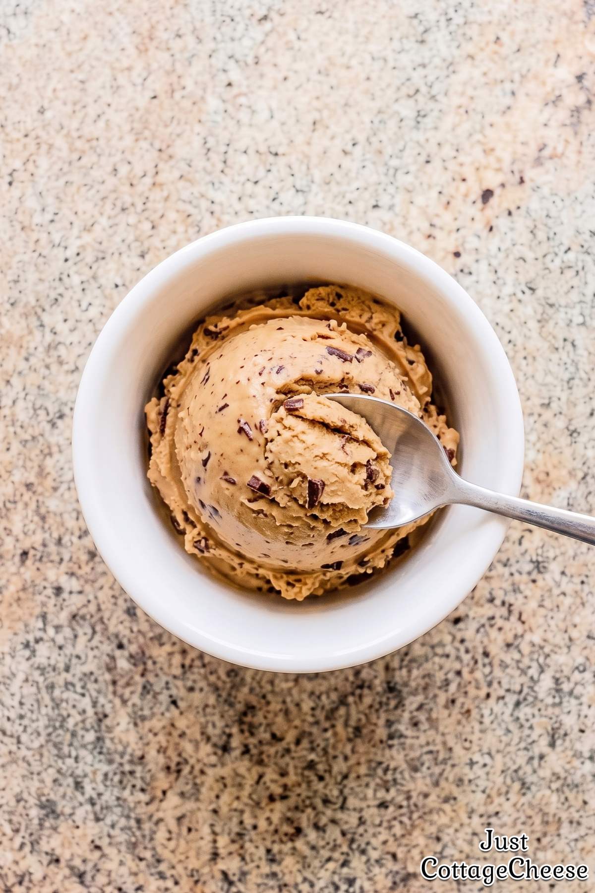 Freshly scooped cottage cheese espresso cream