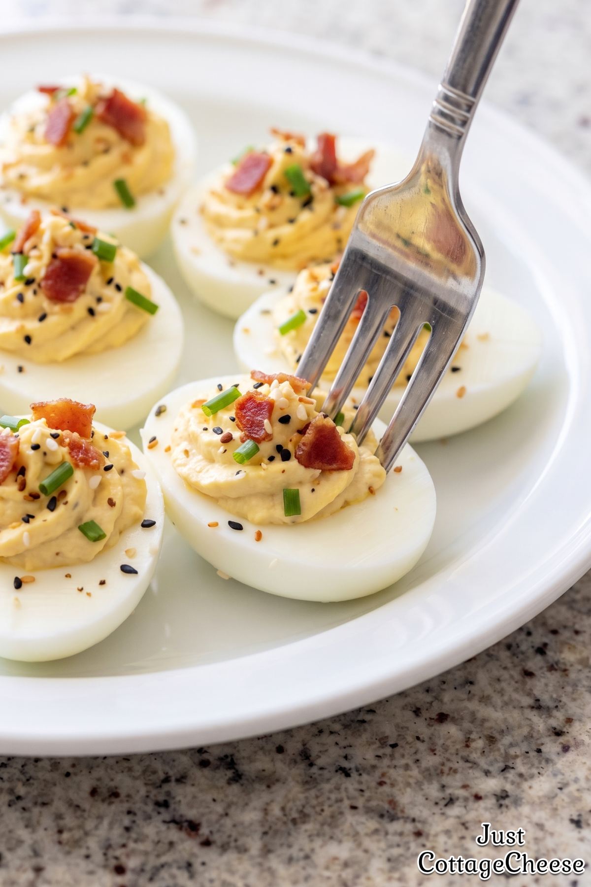 Fresh everything bagel protein deviled eggs