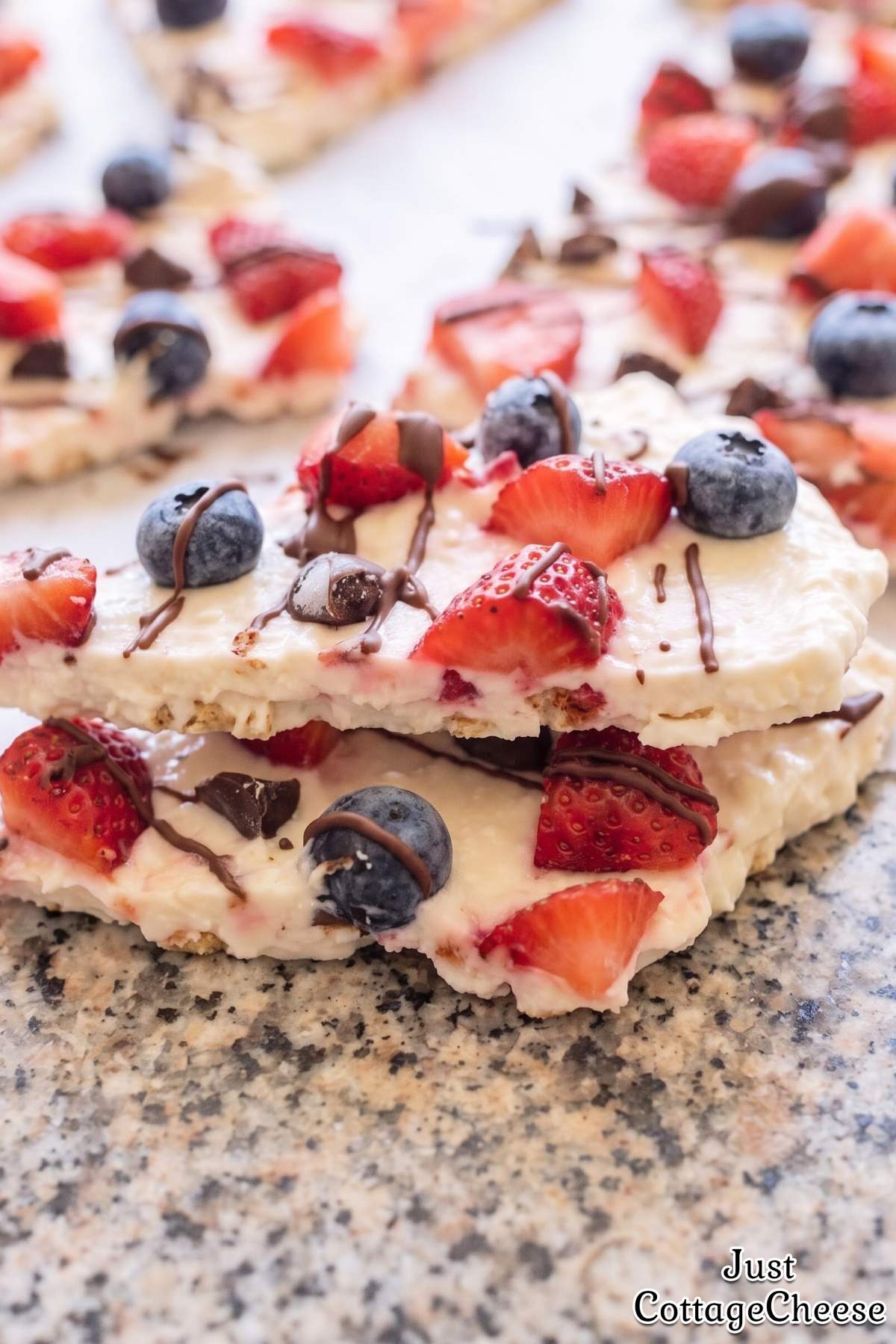 Healthy frozen cottage cheese berry bark.