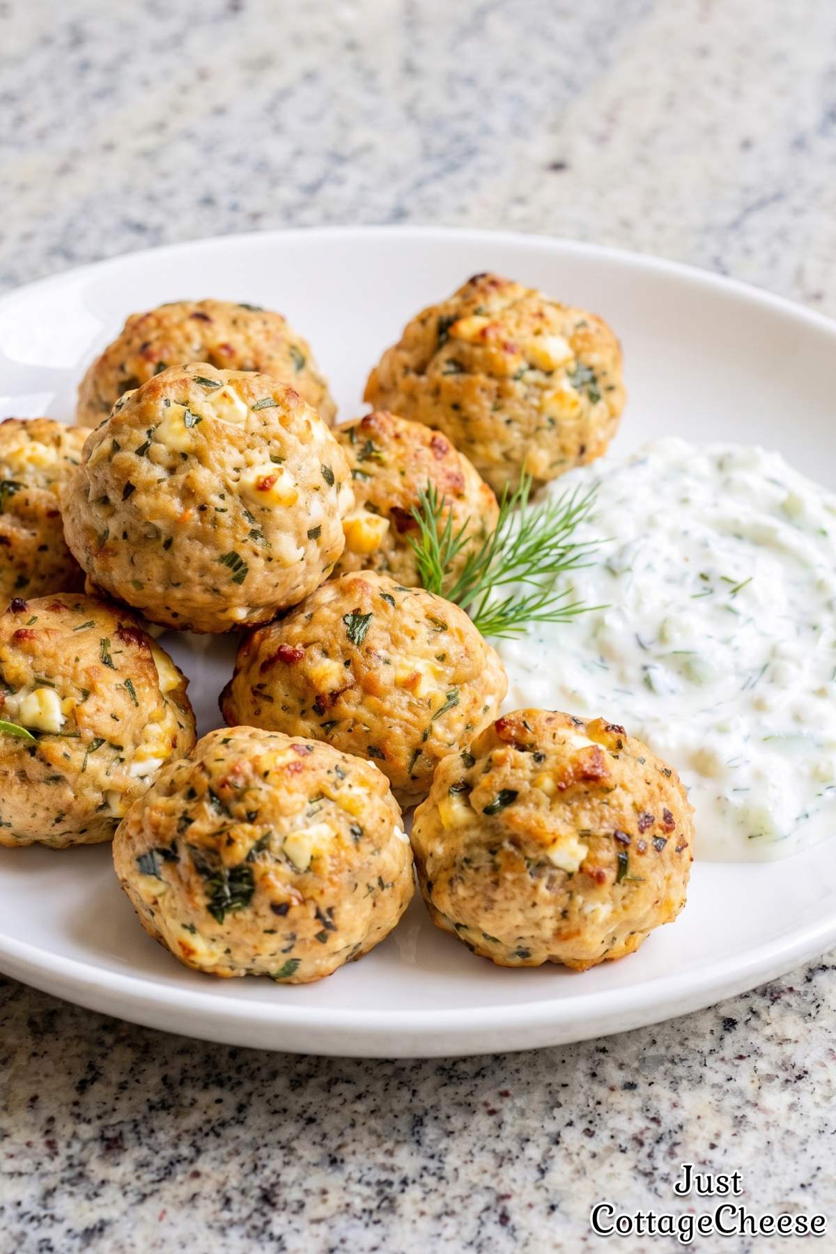 Juicy Greek chicken meatballs with cottage cheese