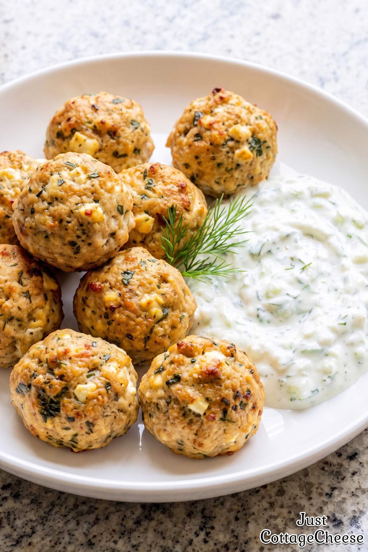 Tasty Greek chicken meatballs with cottage cheese