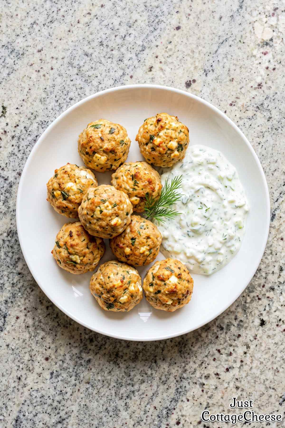 Fresh baked cottage cheese chicken meatballs