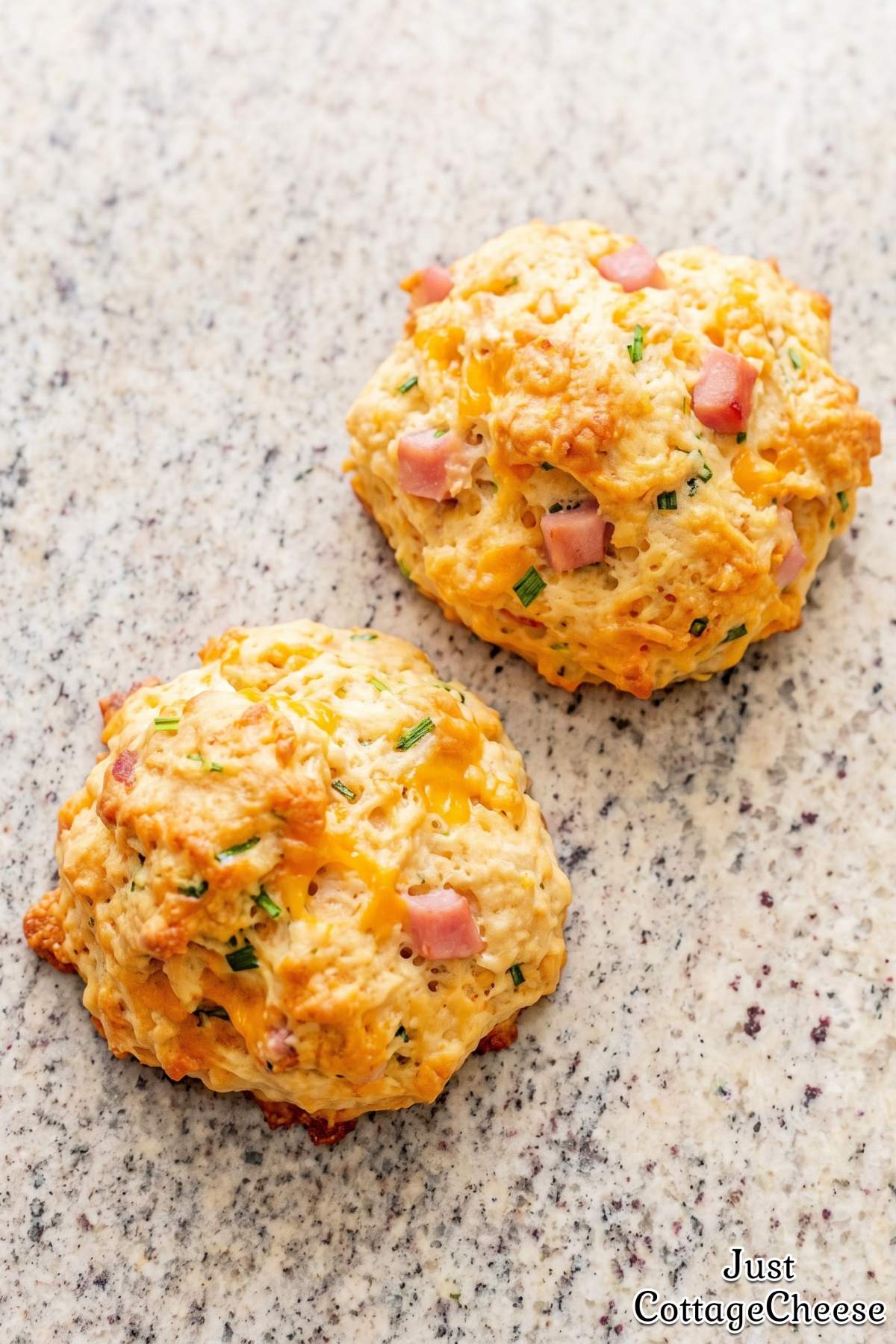 Fluffy cottage cheese biscuits with ham