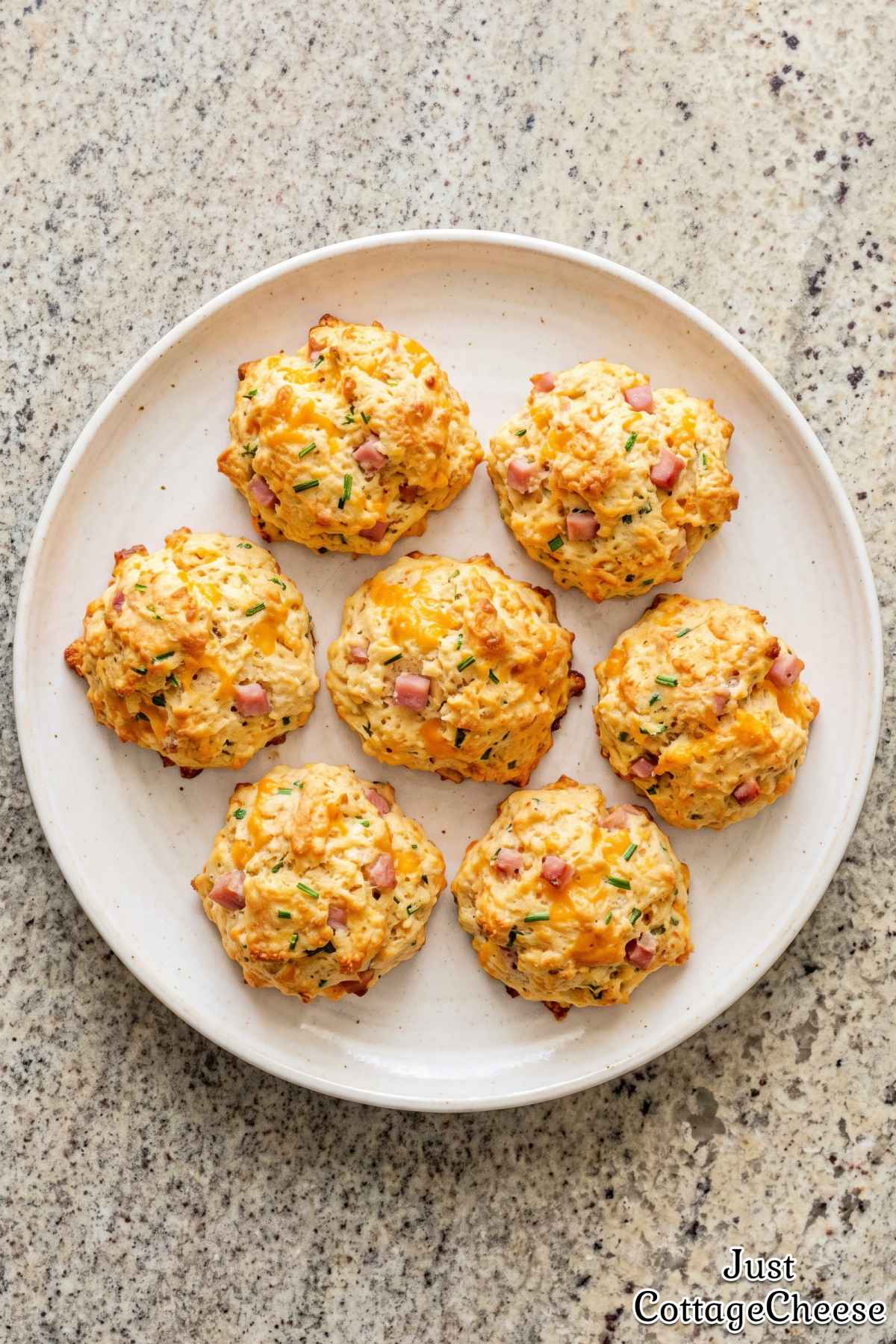 Golden baked ham and cheese protein biscuits