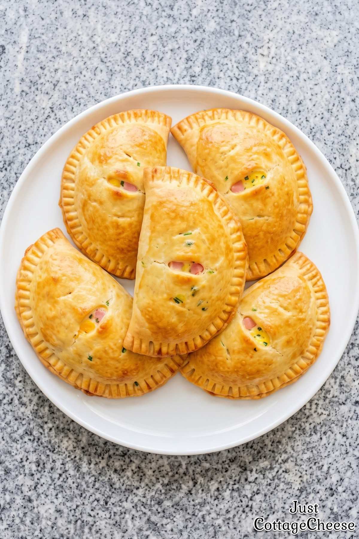 Fresh baked ham and cheese protein pockets