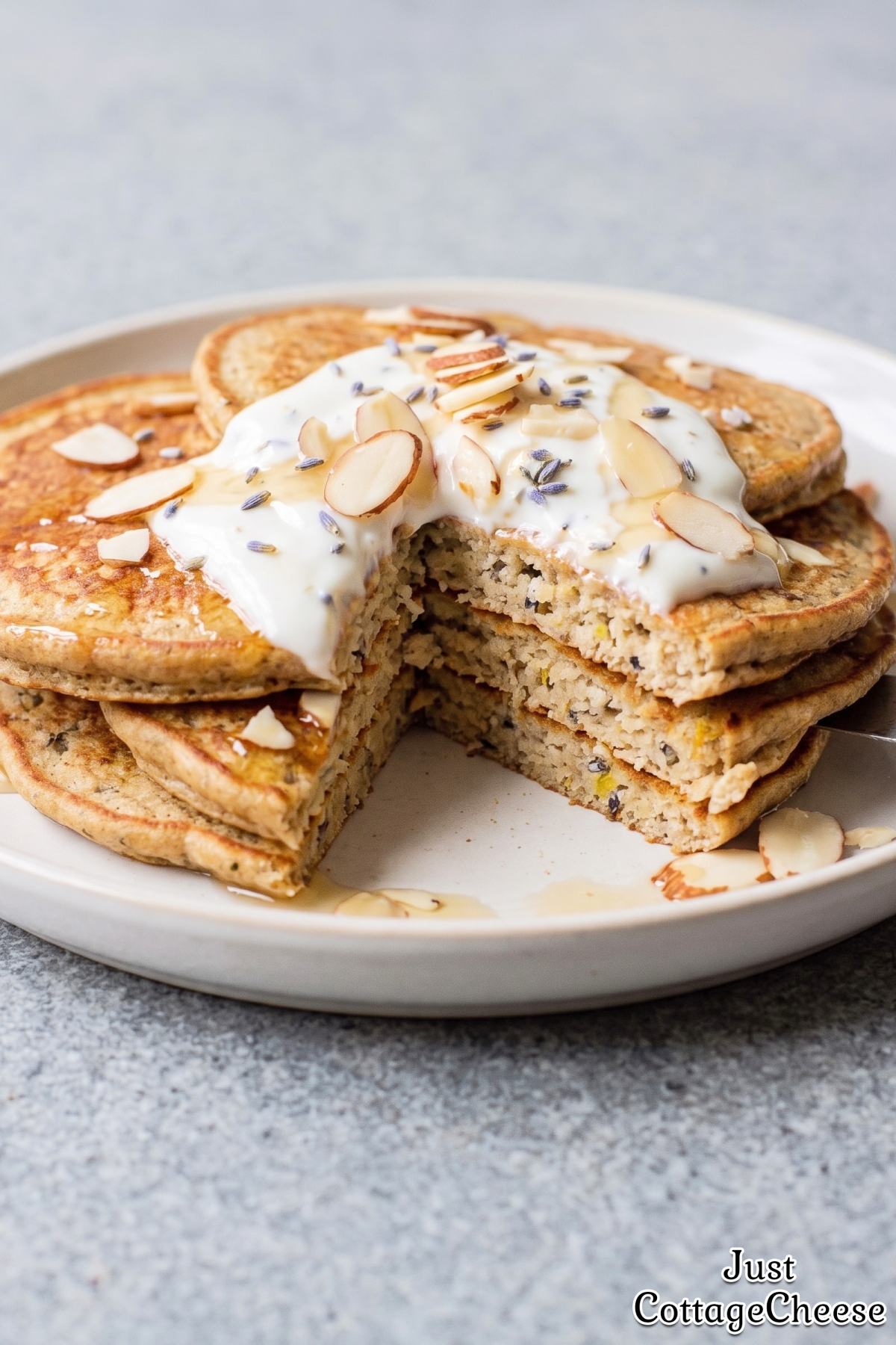 Fresh protein pancakes made with cottage cheese