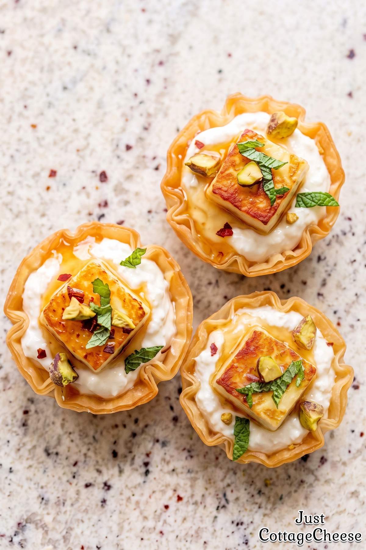 Creamy cottage cheese hot honey halloumi