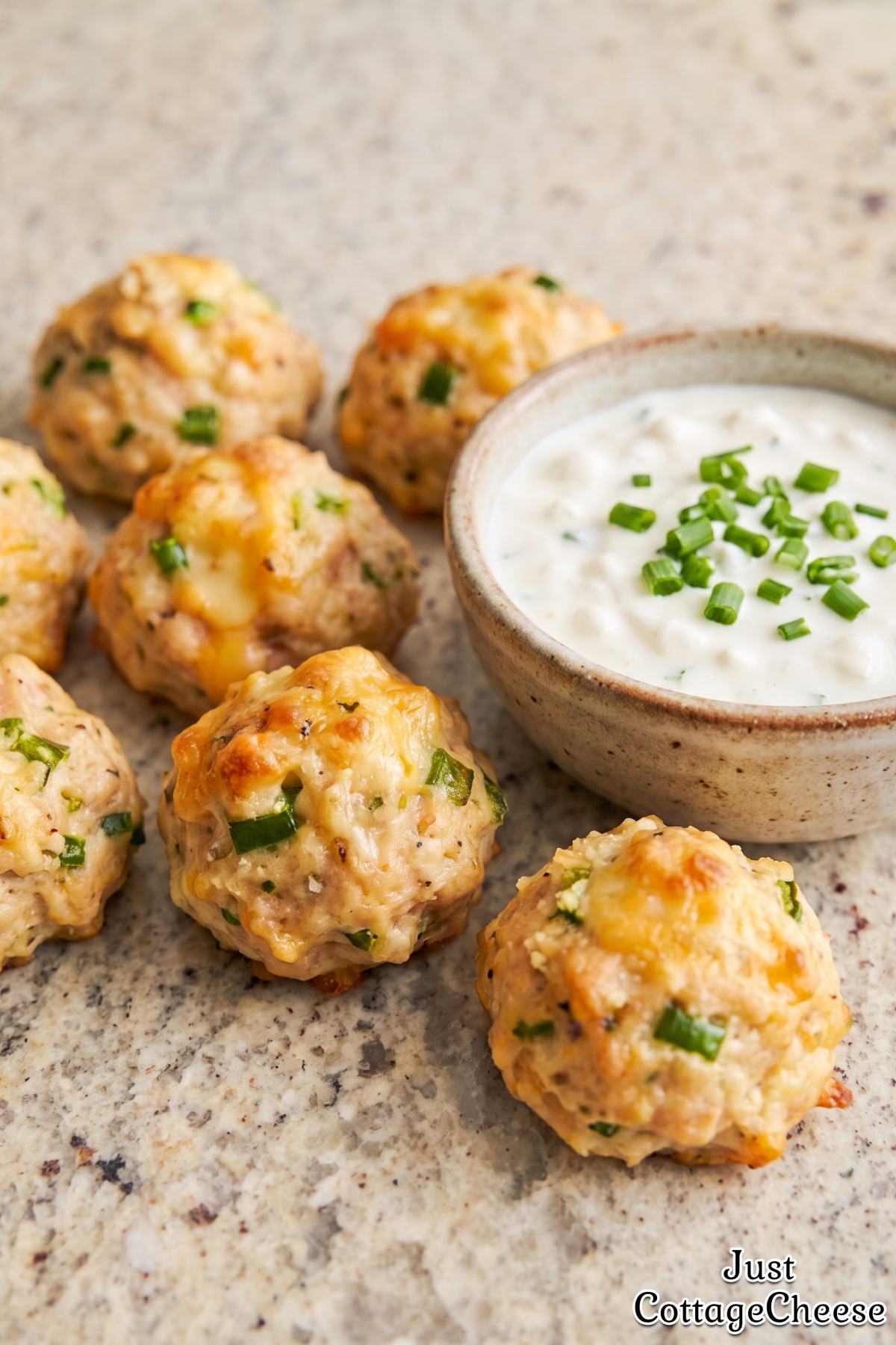 Creamy cottage cheese jalapeno meatballs