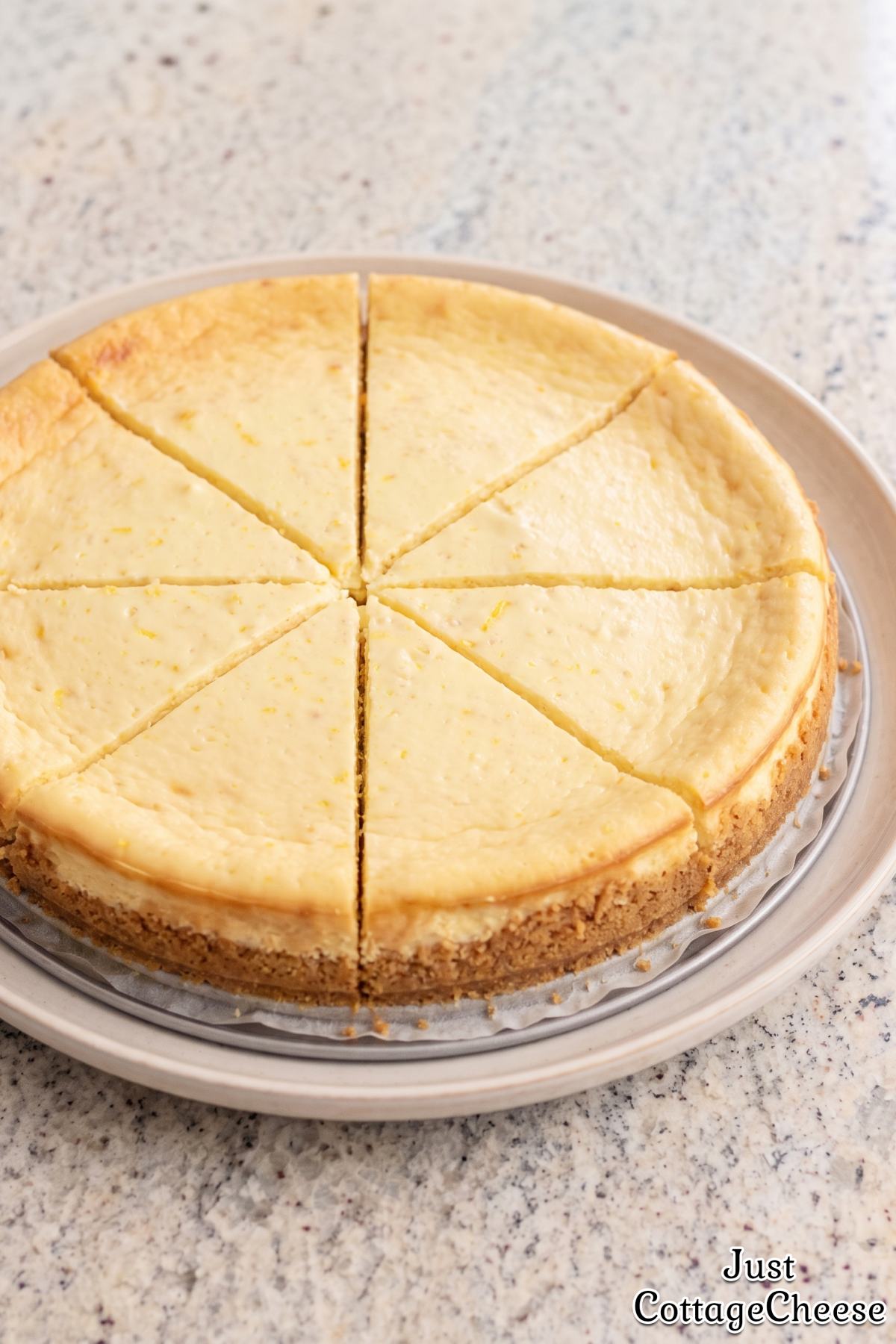 Slice of protein lemon cheesecake