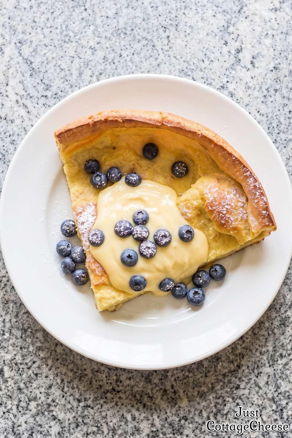 Warm lemon cottage cheese Dutch baby