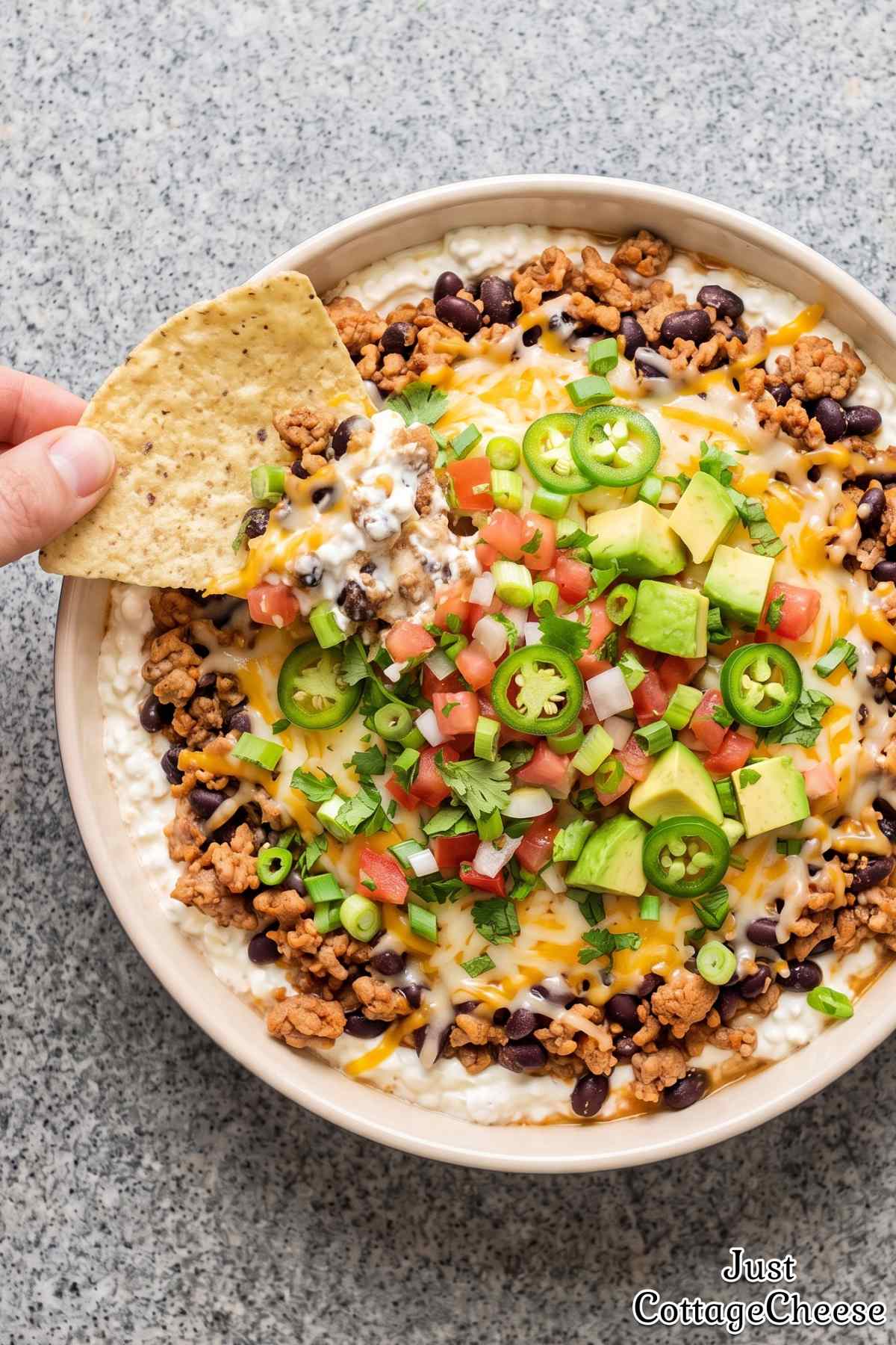 Simple homemade cottage cheese protein dip.