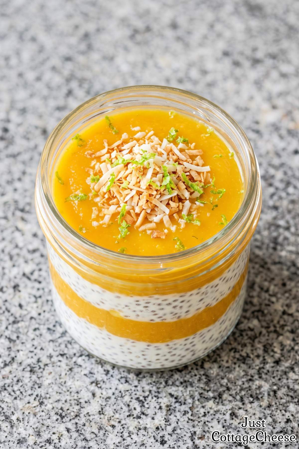 Thick cottage cheese protein chia pudding