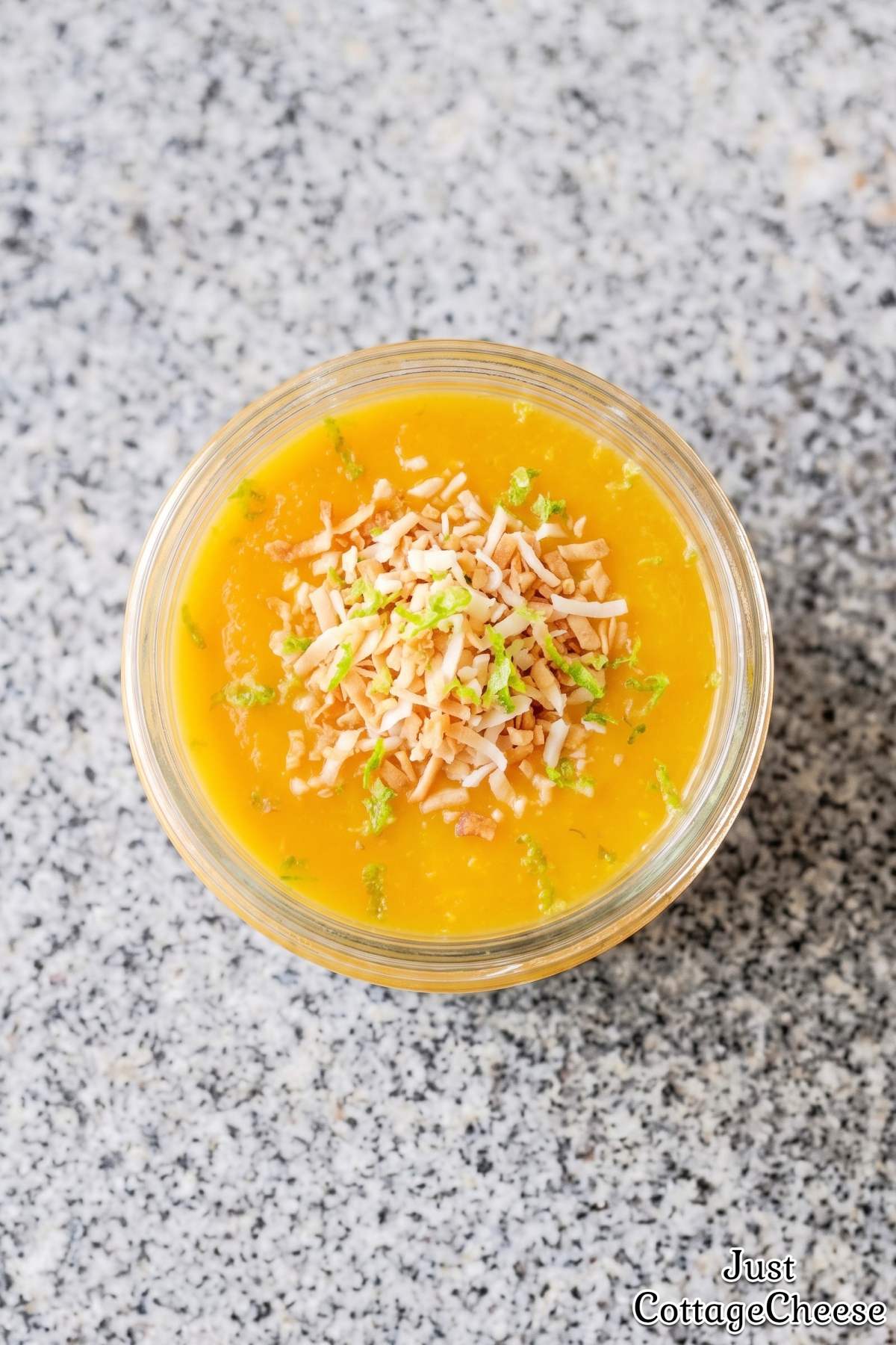 Easy protein mango chia seed pudding jar