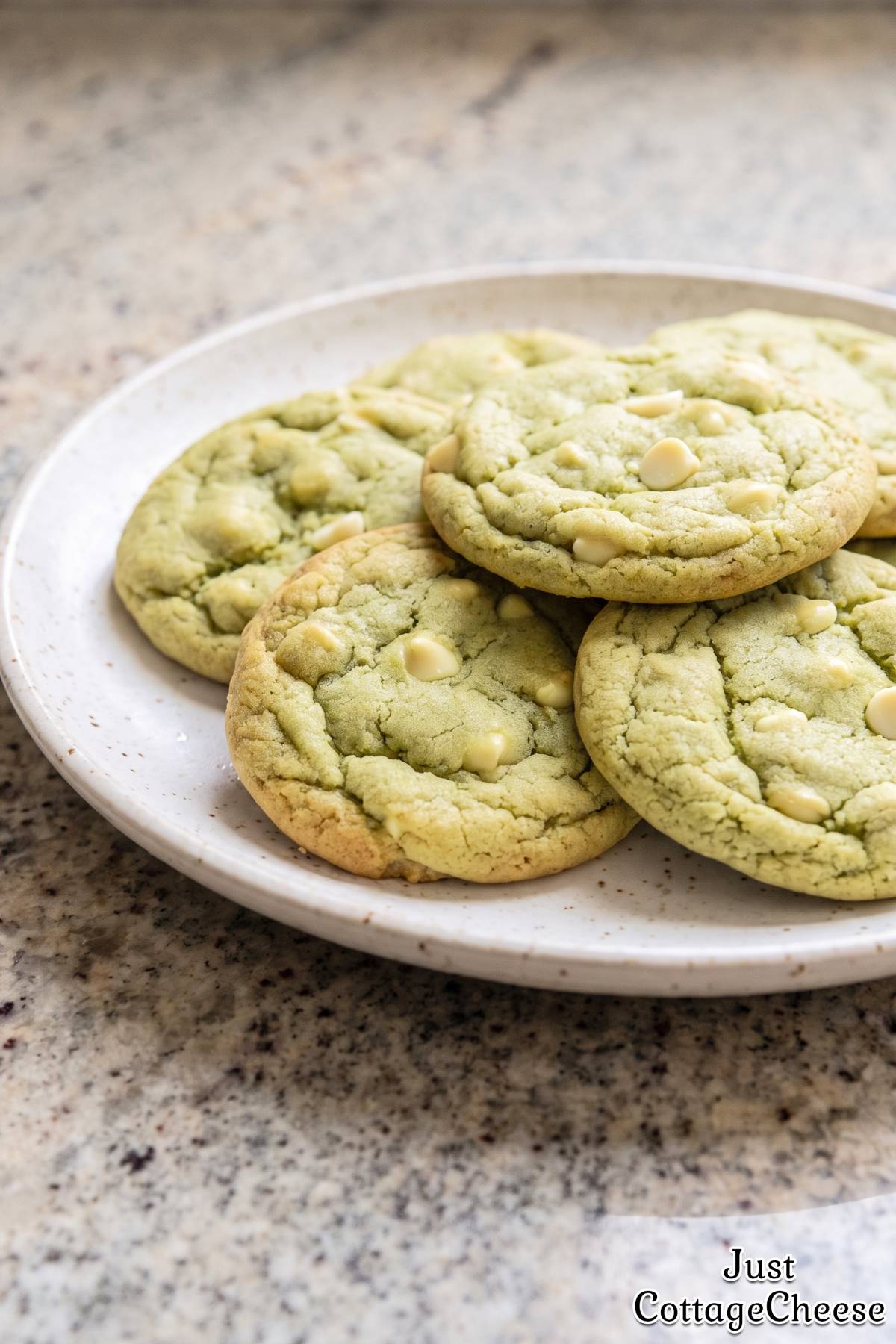 Fresh baked matcha cookies with protein