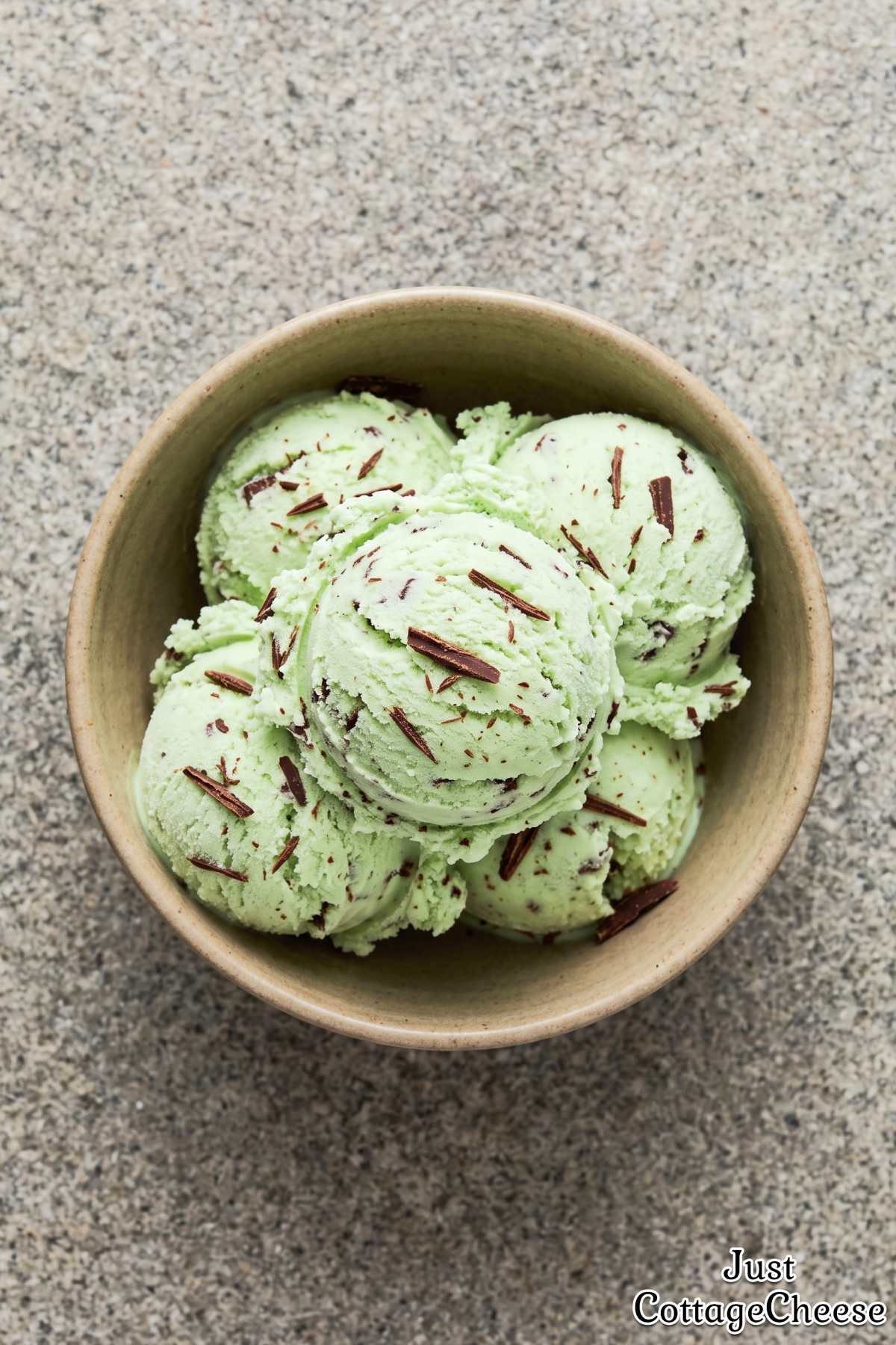 Homemade mint chocolate cottage cheese dessert