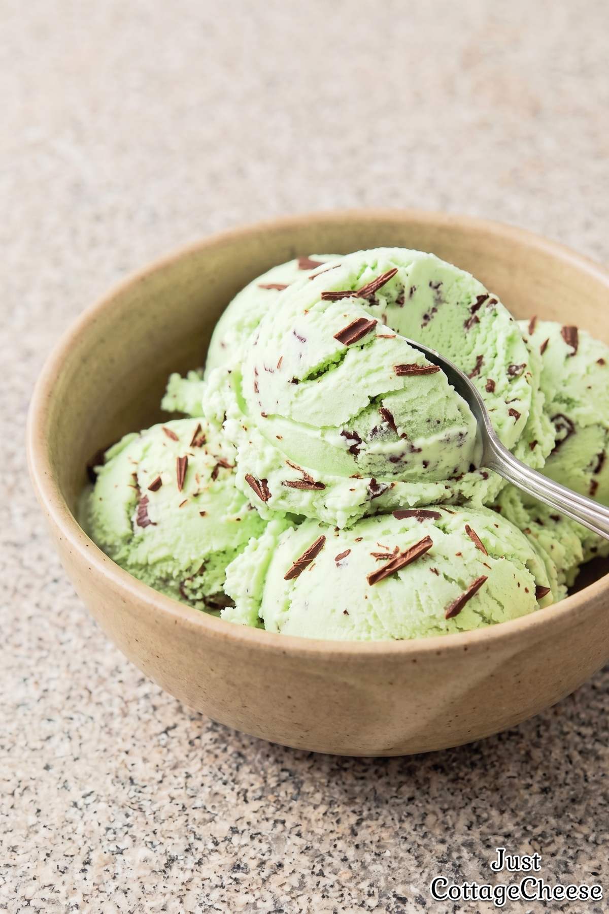 Sweet mint chocolate protein ice cream scoop