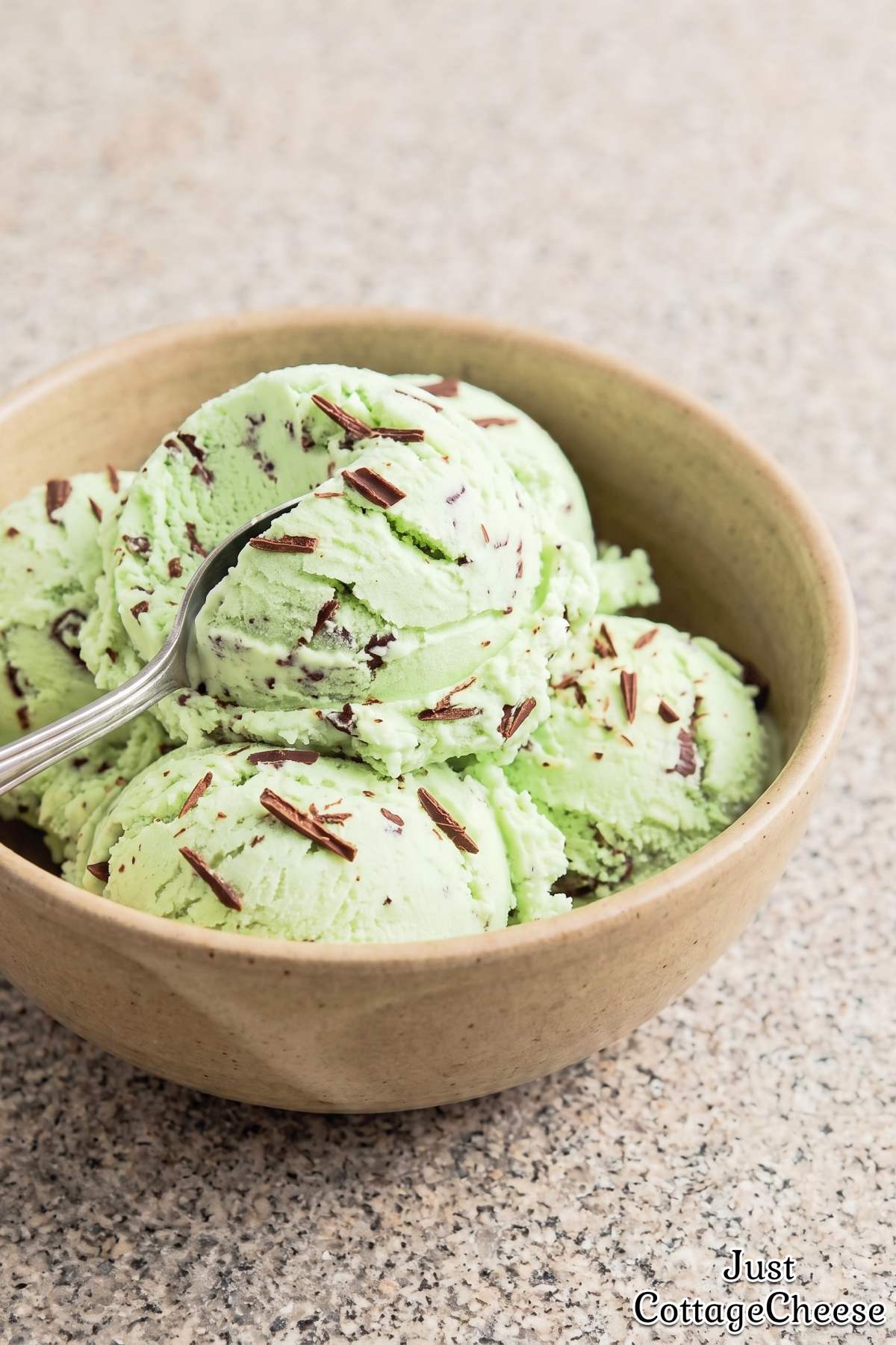 Mint chocolate chip cottage cheese ice cream
