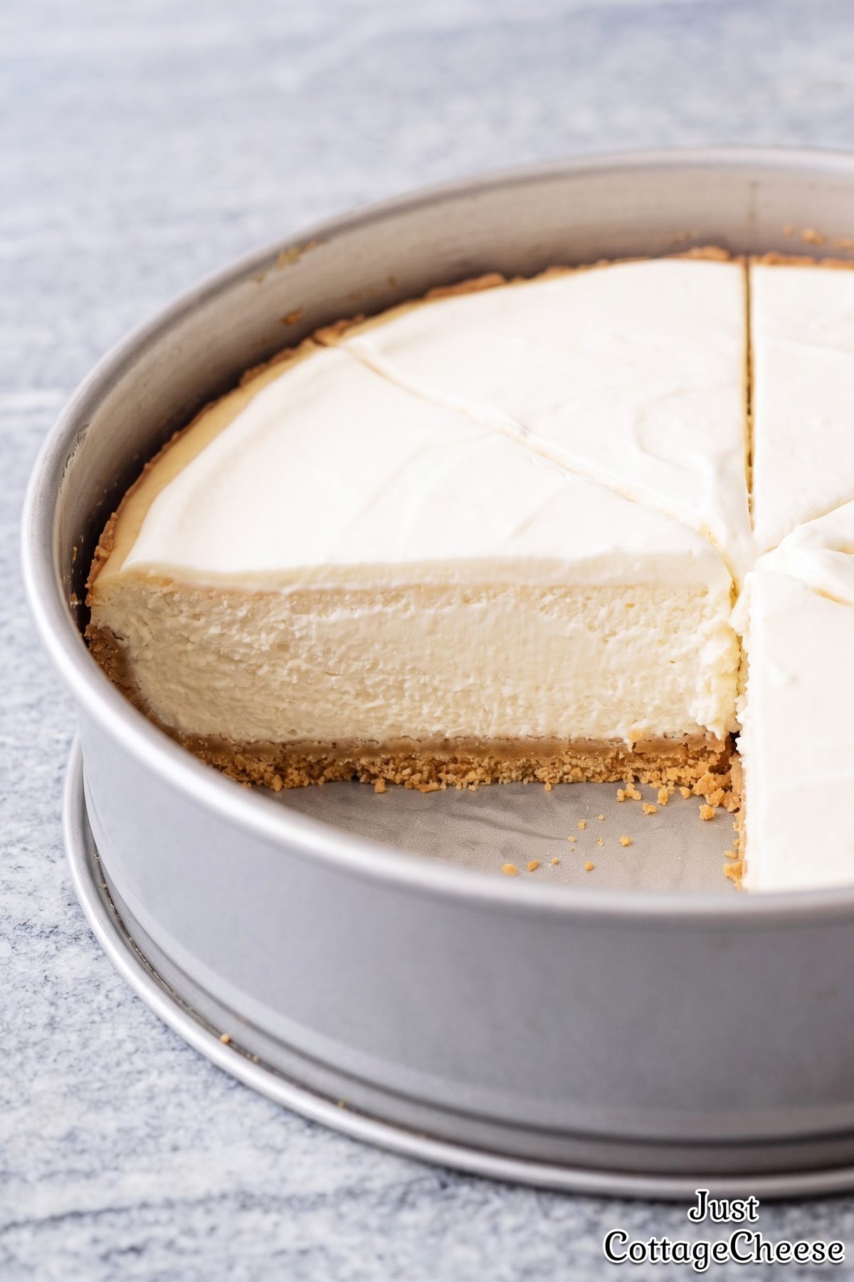 Cottage cheese protein New York cheesecake slice