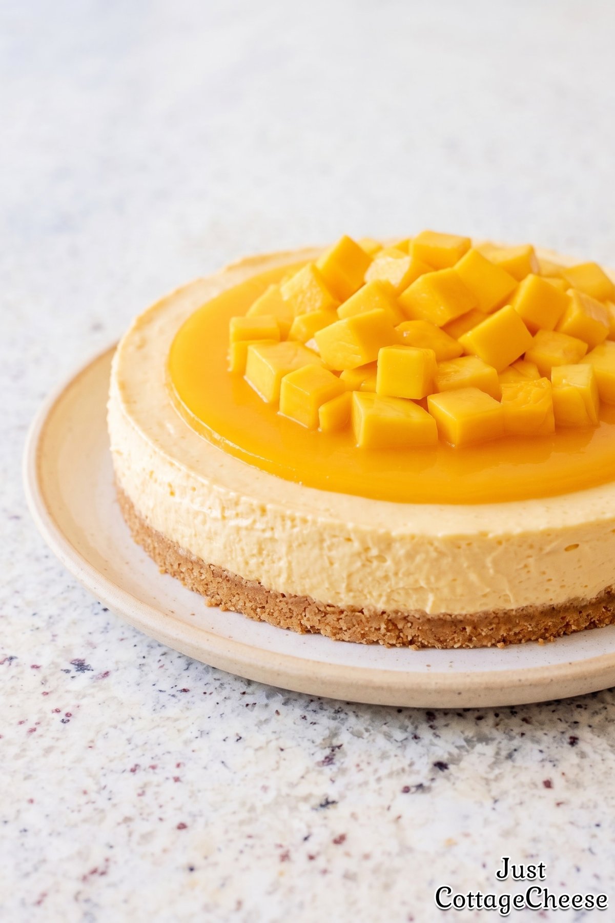 Silky cottage cheese mango cheesecake