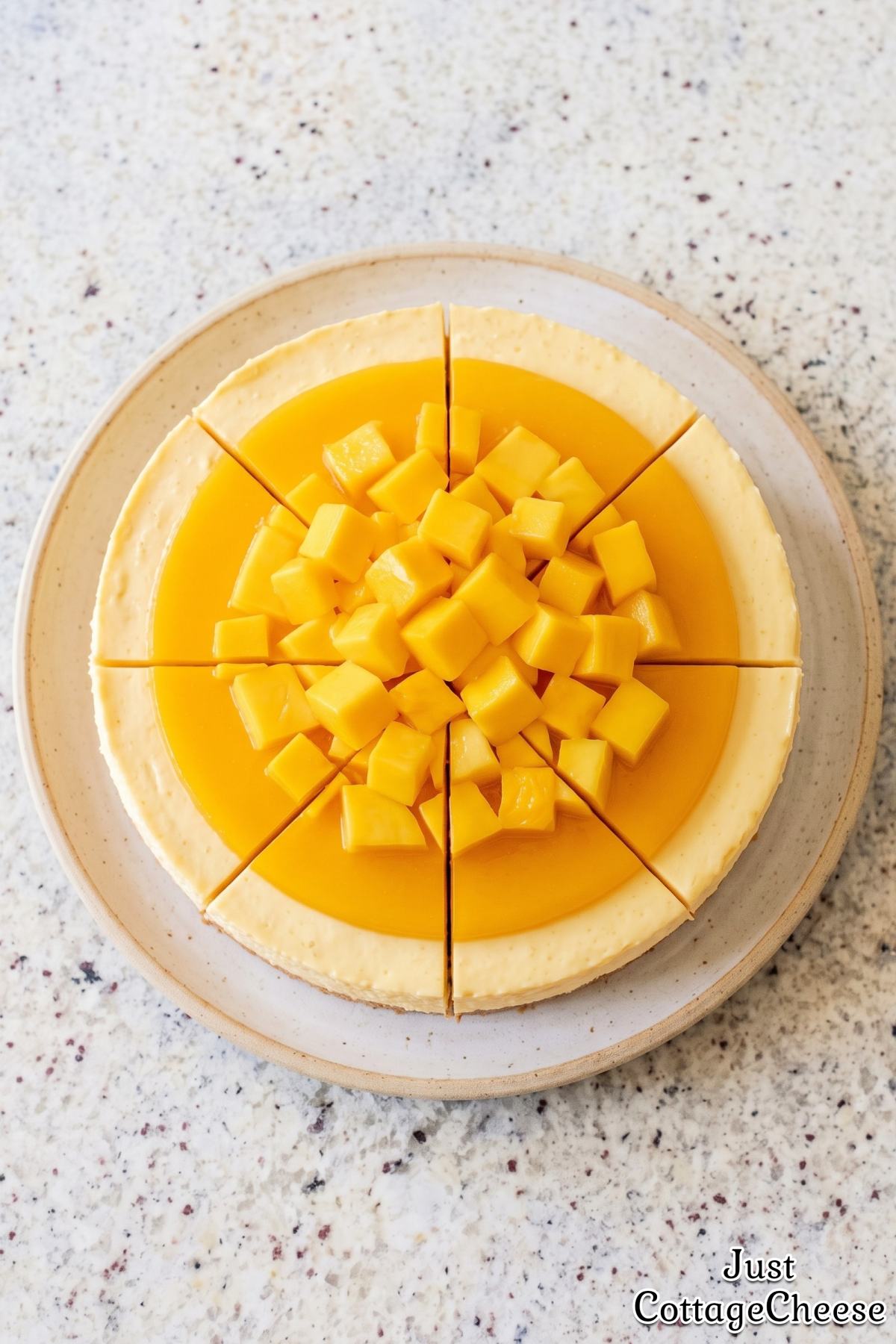 Easy no-bake mango protein cheesecake