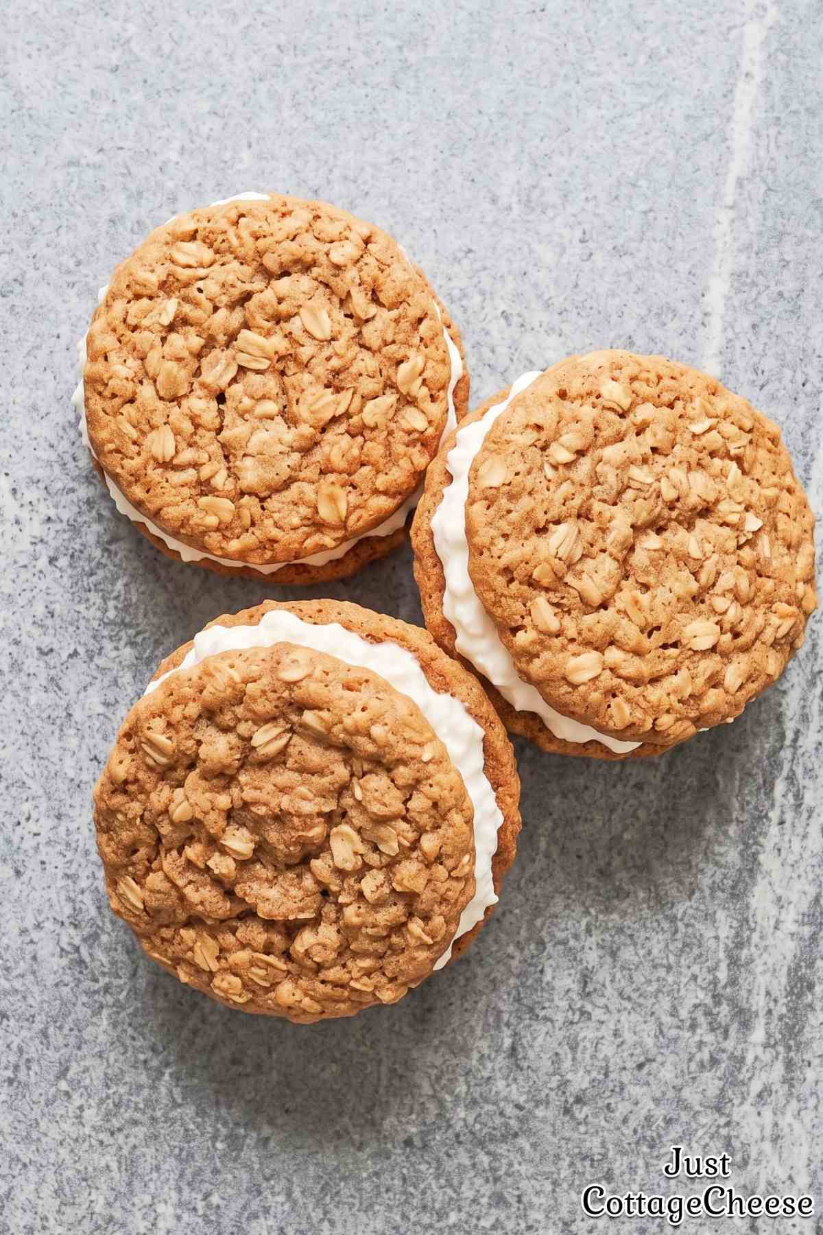 Cottage cheese oatmeal cream pie stack
