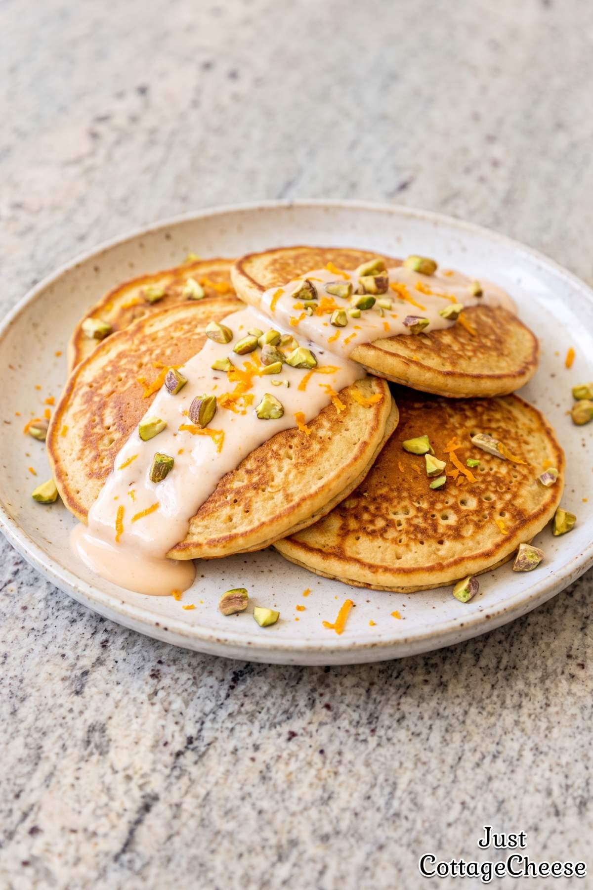Cottage cheese protein pancakes plate