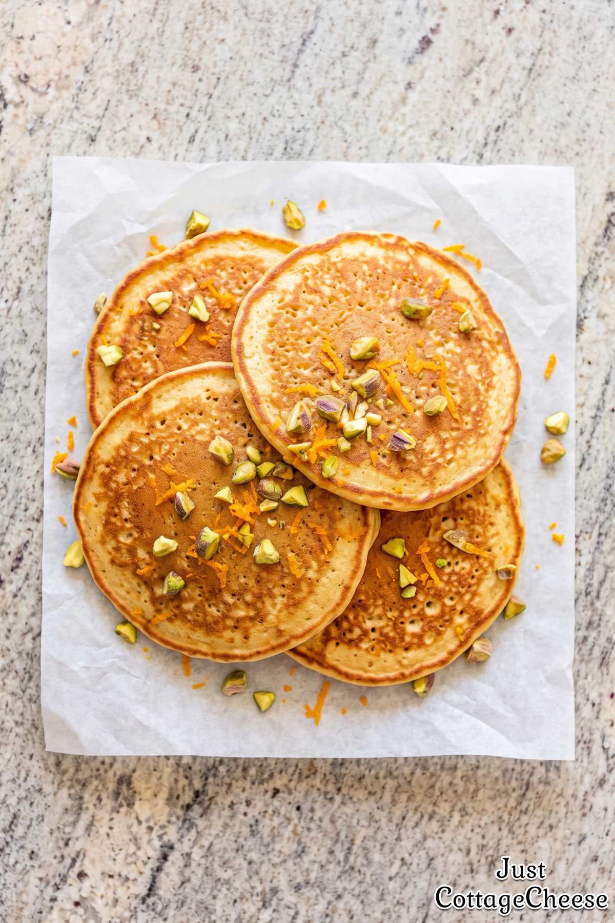 Fluffy cottage cheese orange pancakes