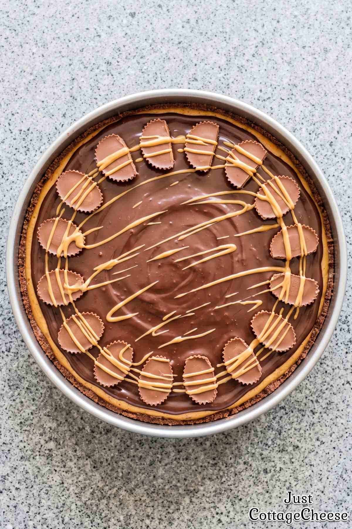 Cottage cheese peanut butter cup cheesecake