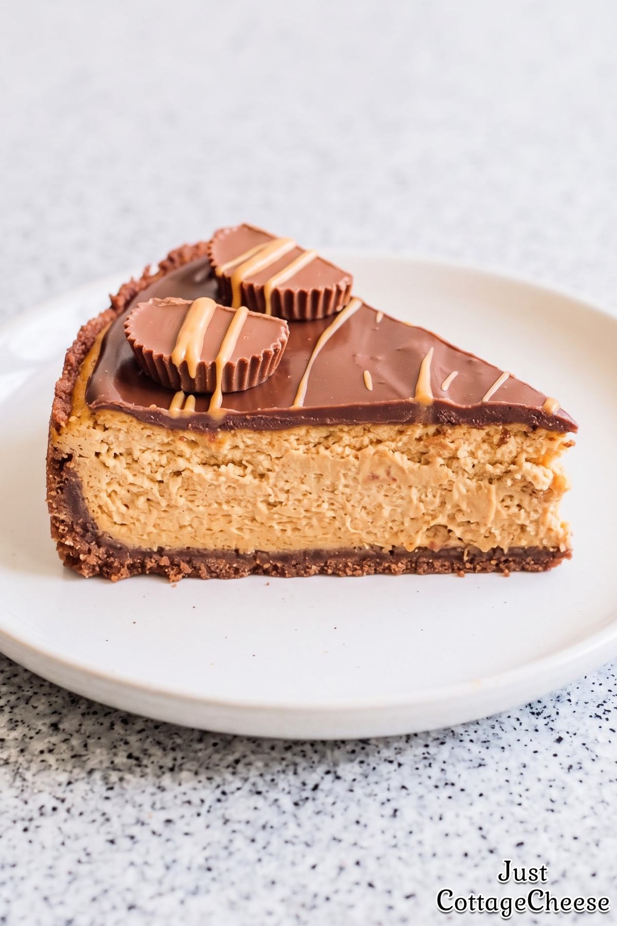 Rich peanut butter cup protein cheesecake