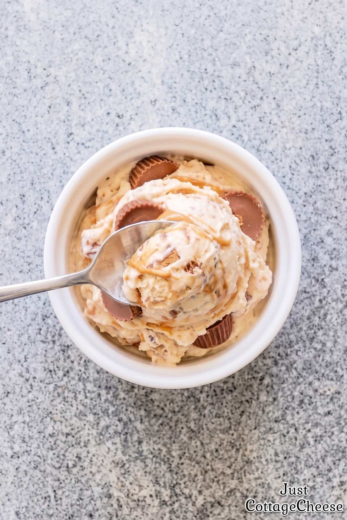 Peanut butter cup cottage cheese ice cream scoop