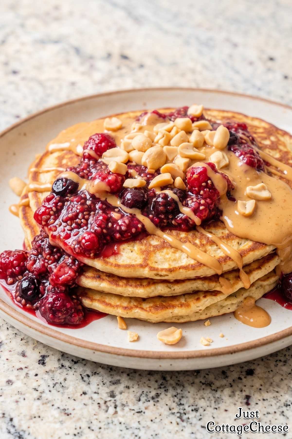 Fluffy cottage cheese protein pancakes
