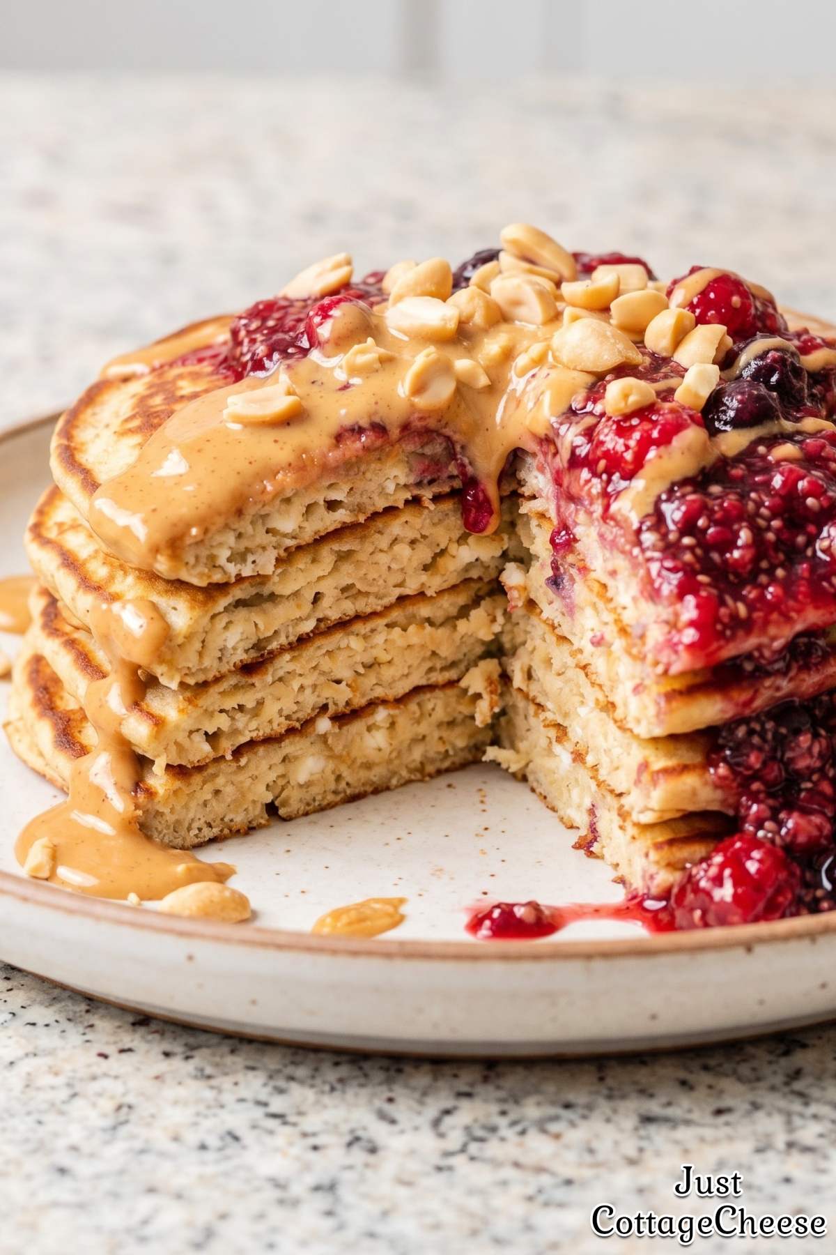 Tasty protein pancakes with PB and jelly