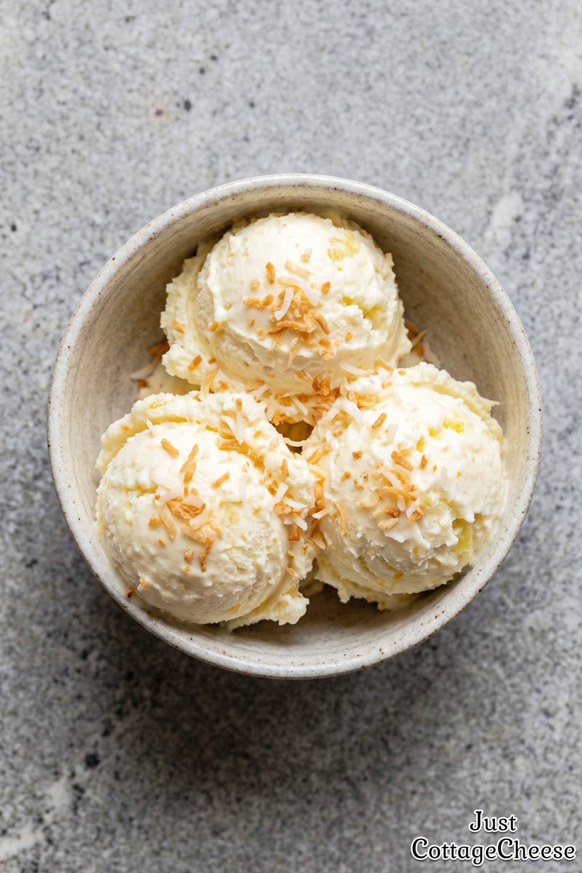 Blended cottage cheese pina colada treat
