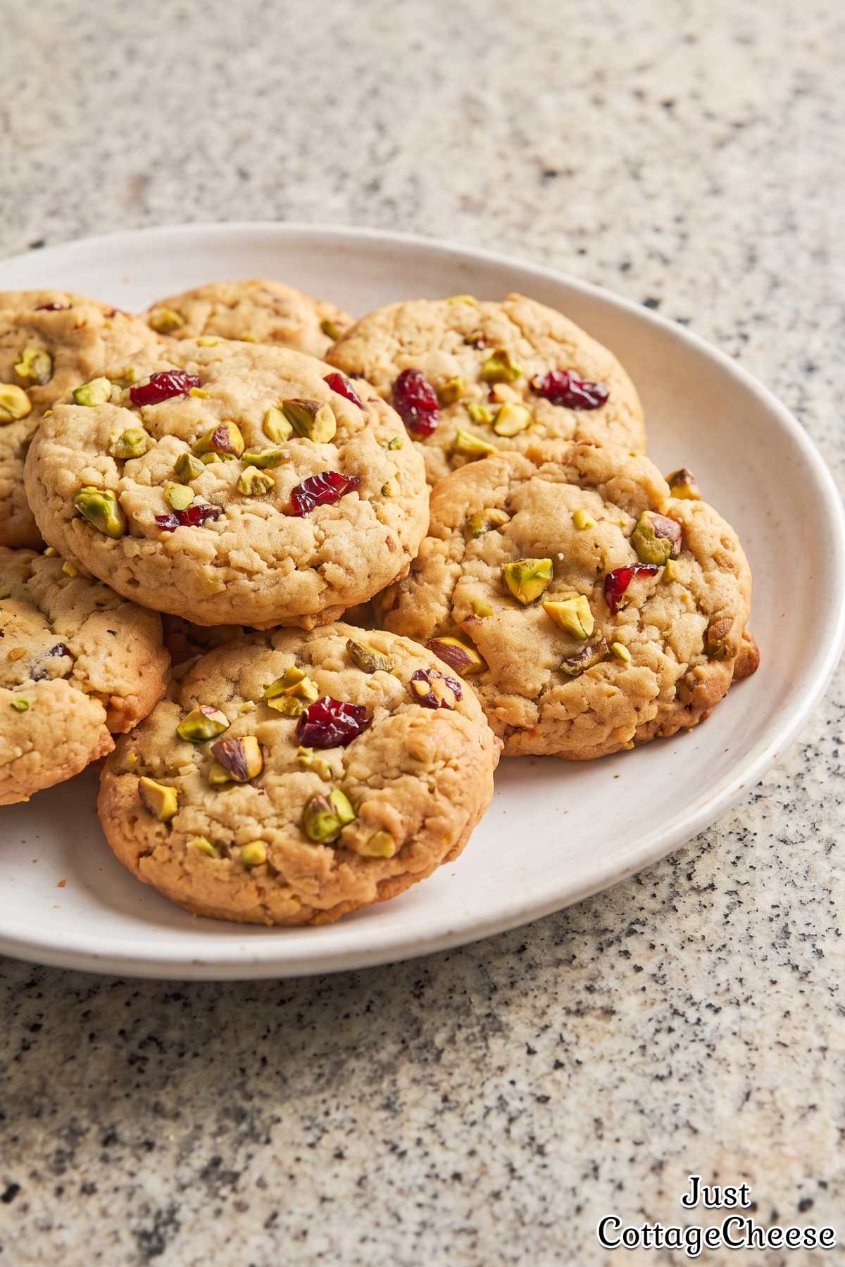 Soft pistachio cottage cheese cookies