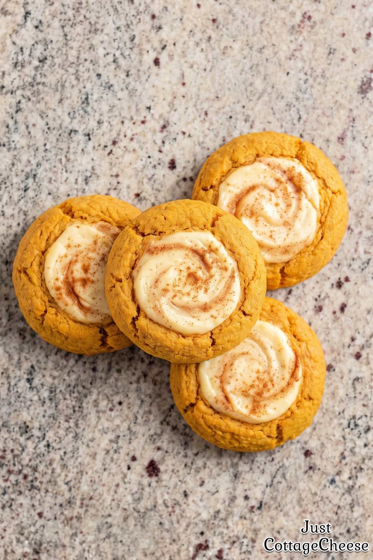 Spiced pumpkin cookies with cheesecake swirl